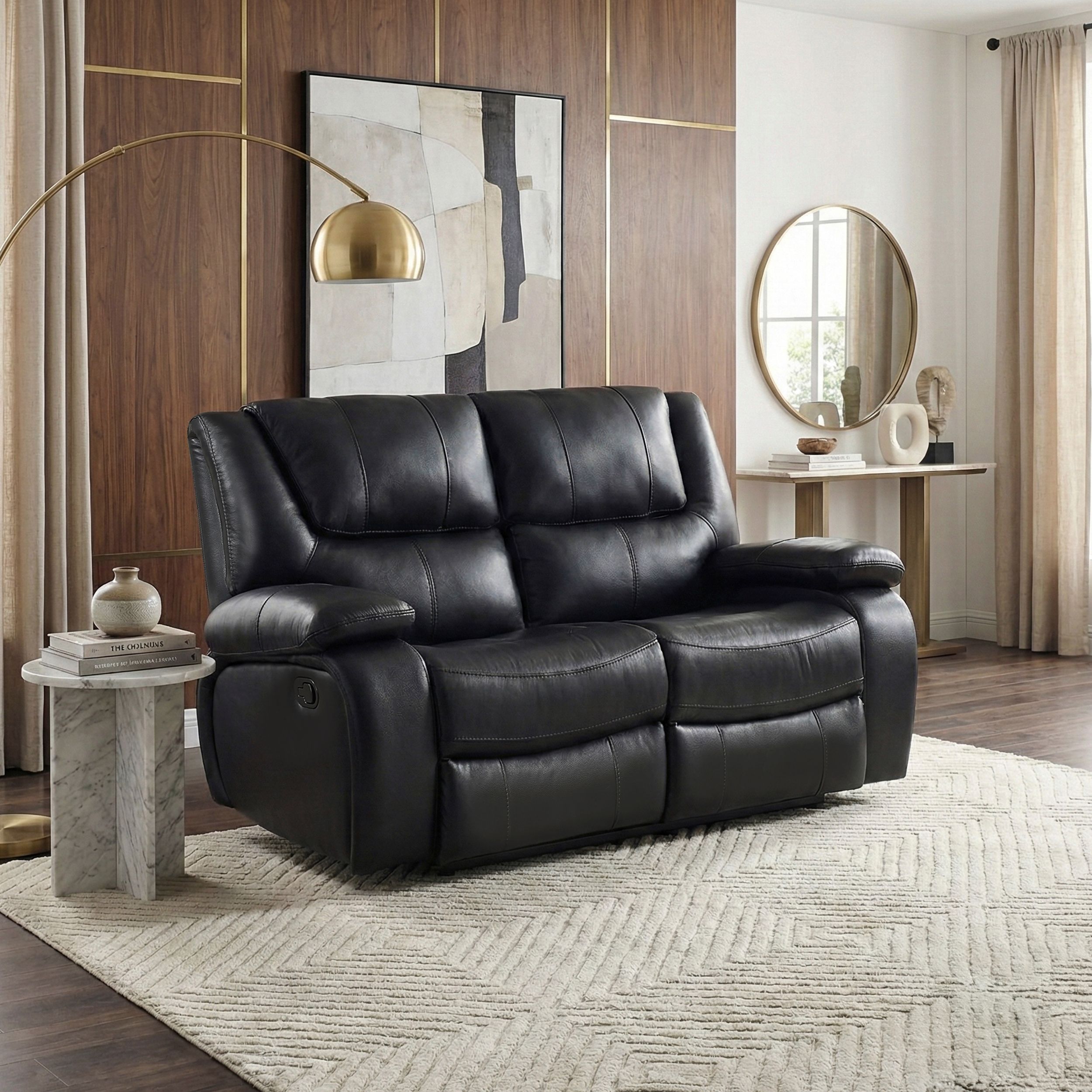 Ellicott Leather Double Reclining Living Room Set