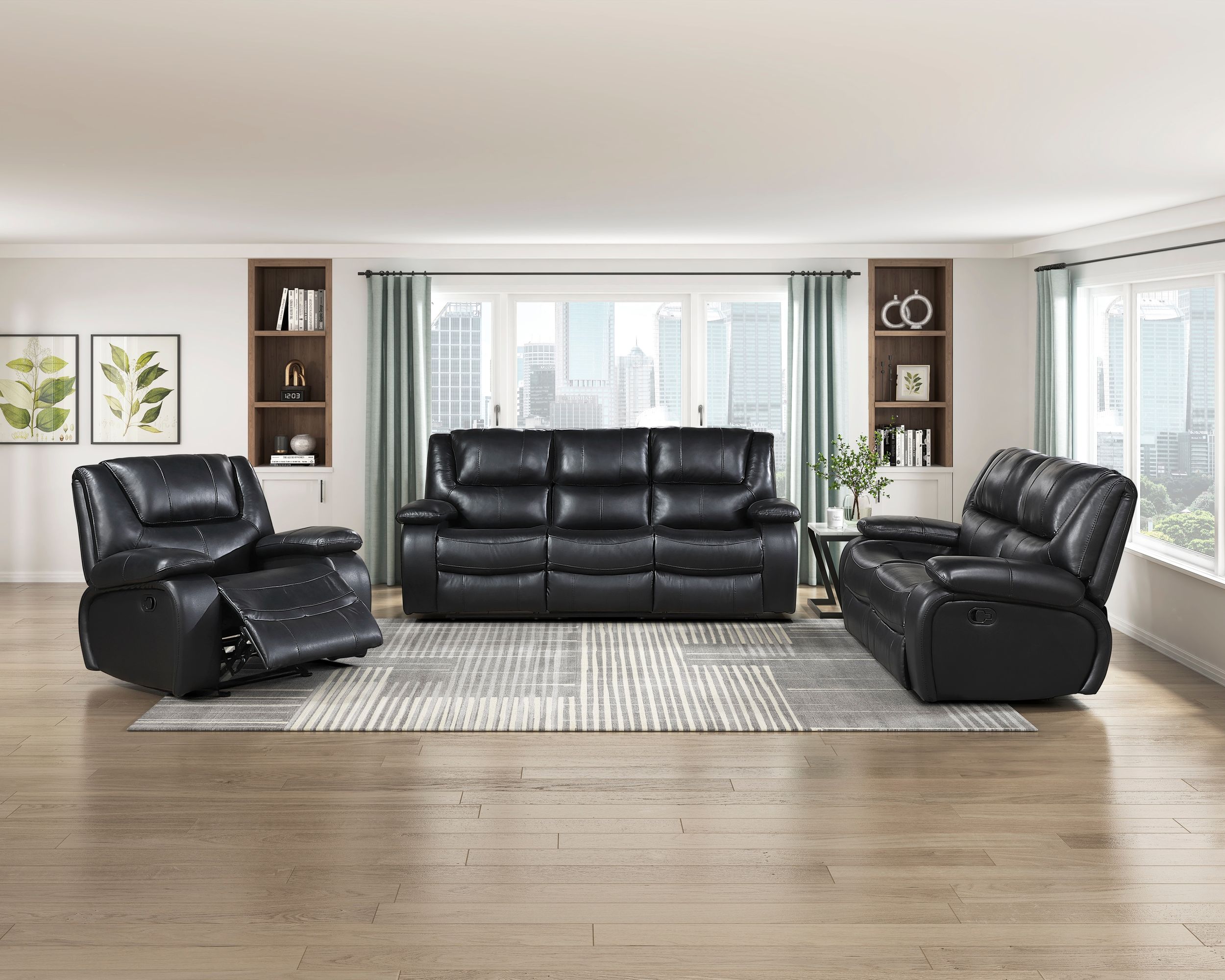 Ellicott Leather Double Reclining Living Room Set