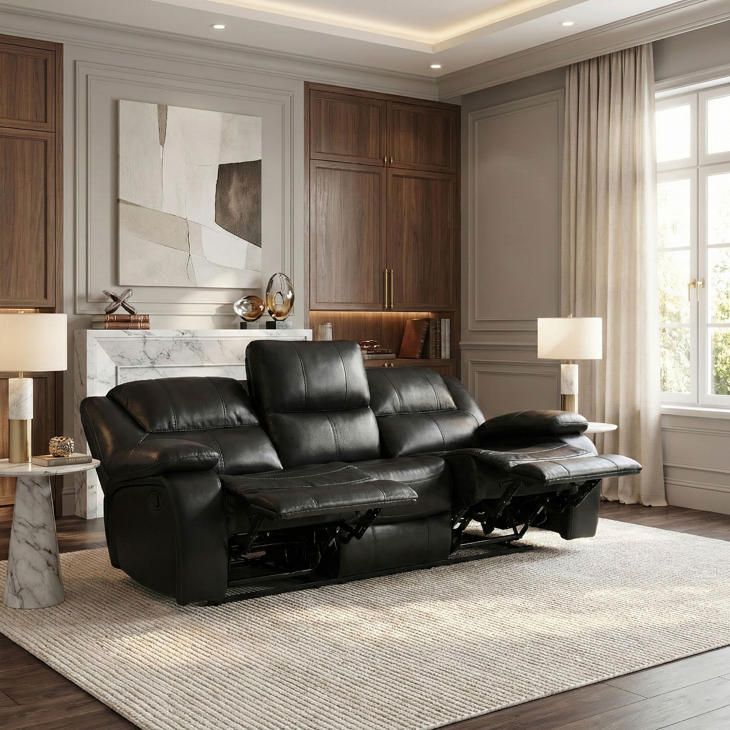 Ellicott Leather Double Reclining Living Room Set