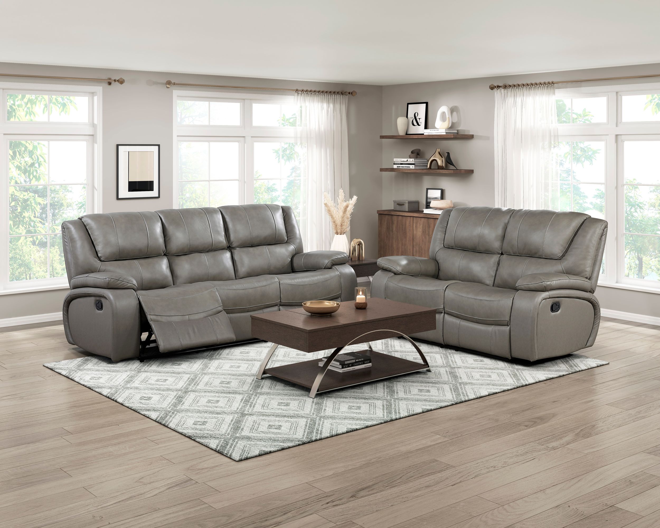 Ellicott Leather Double Reclining Loveseat