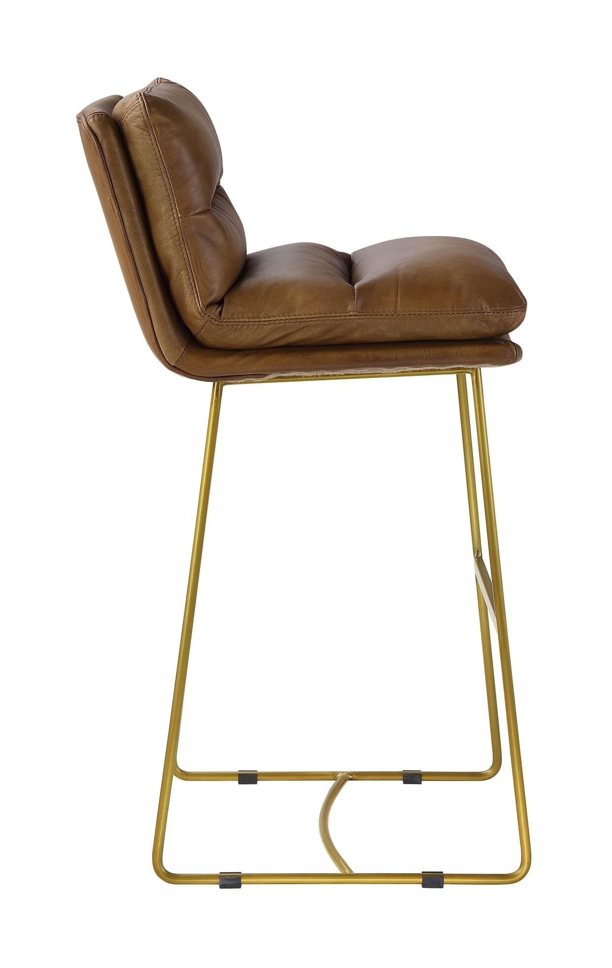 Alsey Top Grain Leather Bar Chair