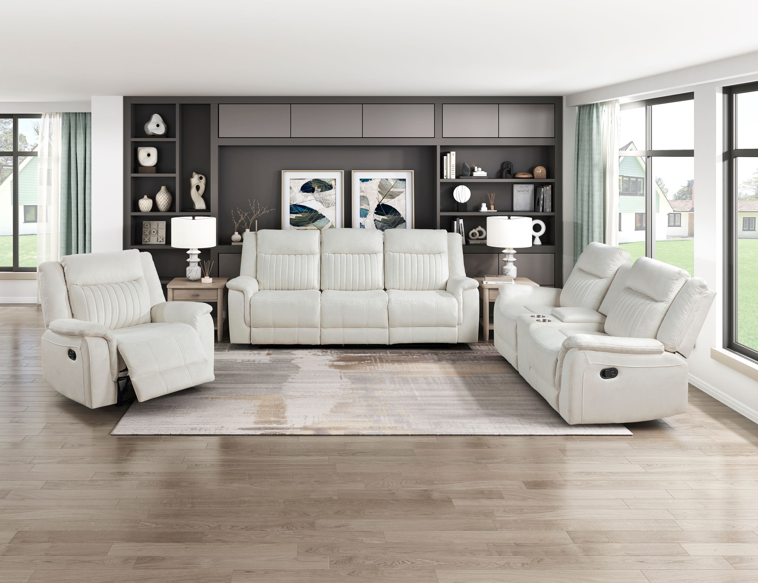 Dean Microfiber Double Reclining Living Room Set