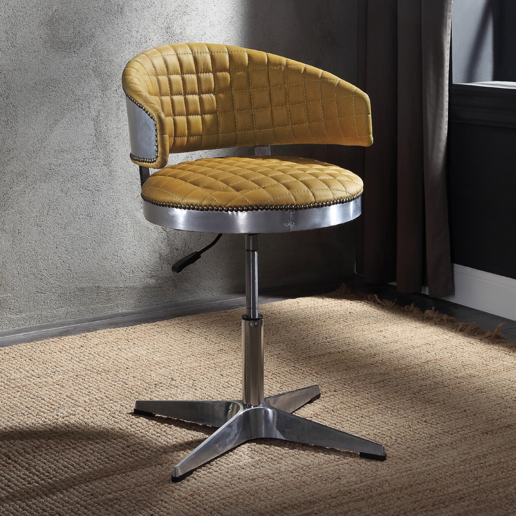Brancaster 96470 Top Grain Leather Swivel Bar Chair