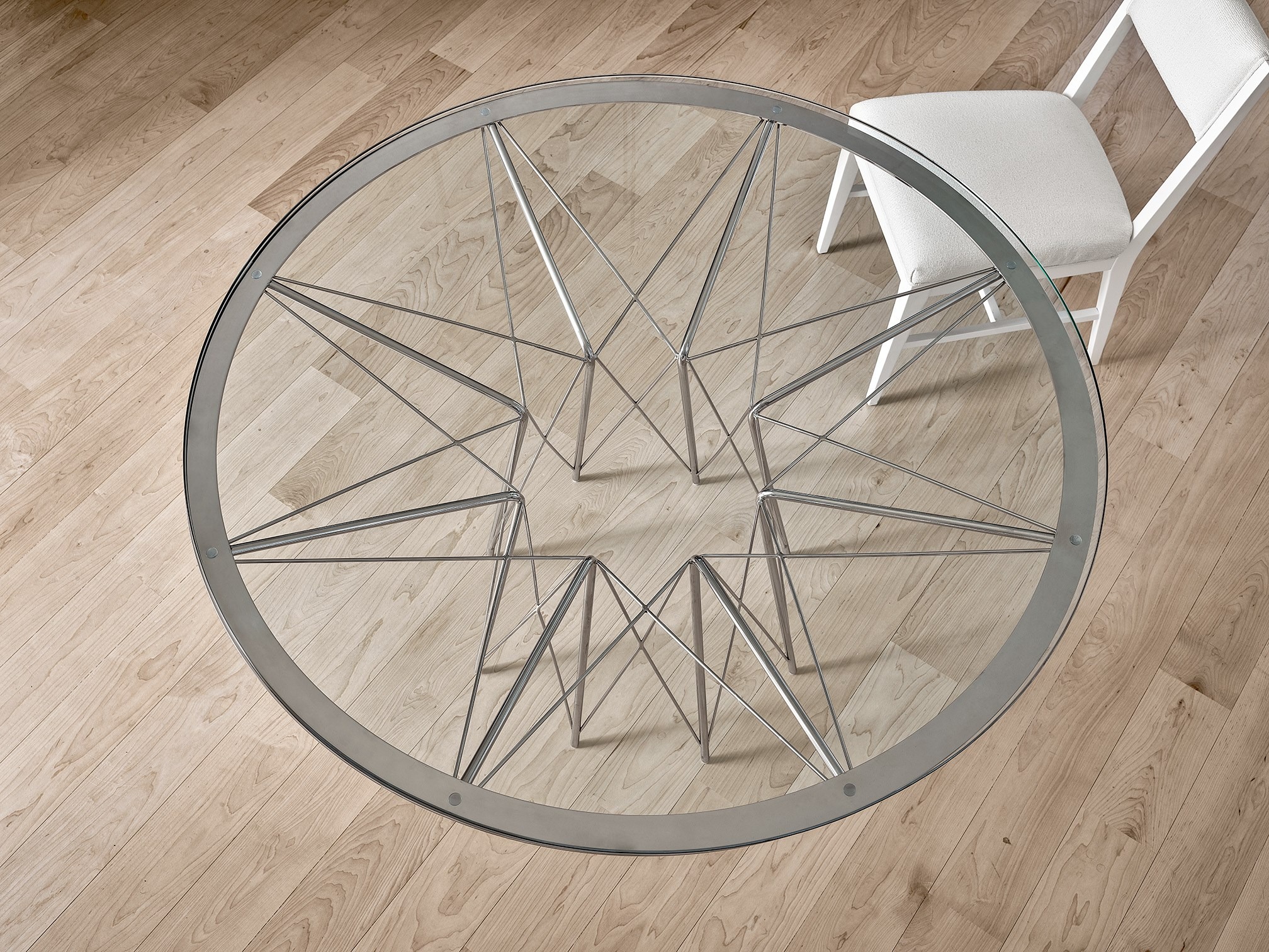 Axel Glass/Stainless steel Round Dining Table