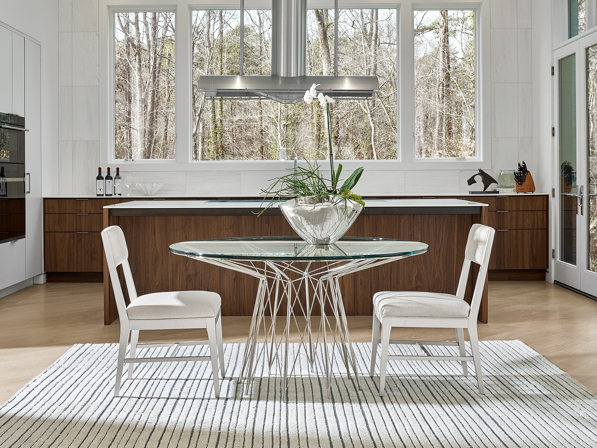 Axel Glass/Stainless steel Round Dining Table