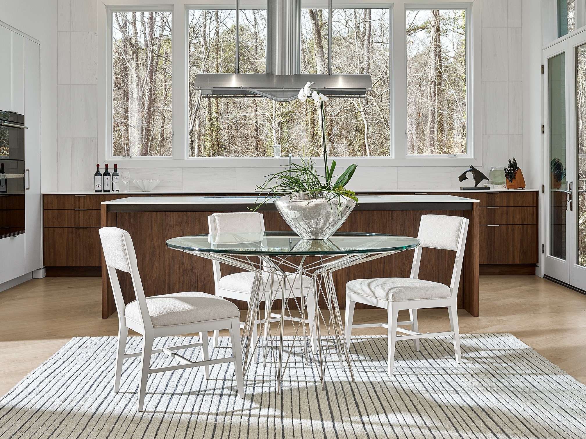 Axel Glass/Stainless steel Round Dining Table