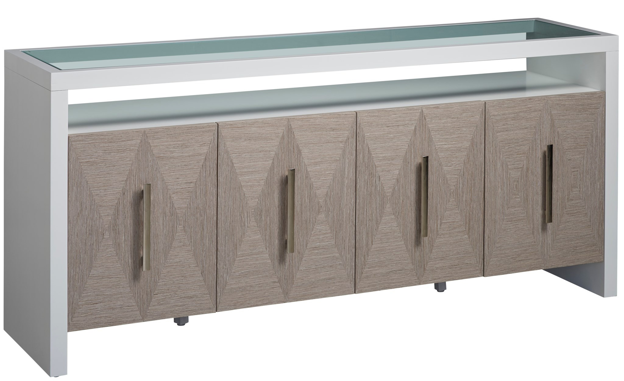 Porter Wood Glass Top Sideboard w/4 Doors