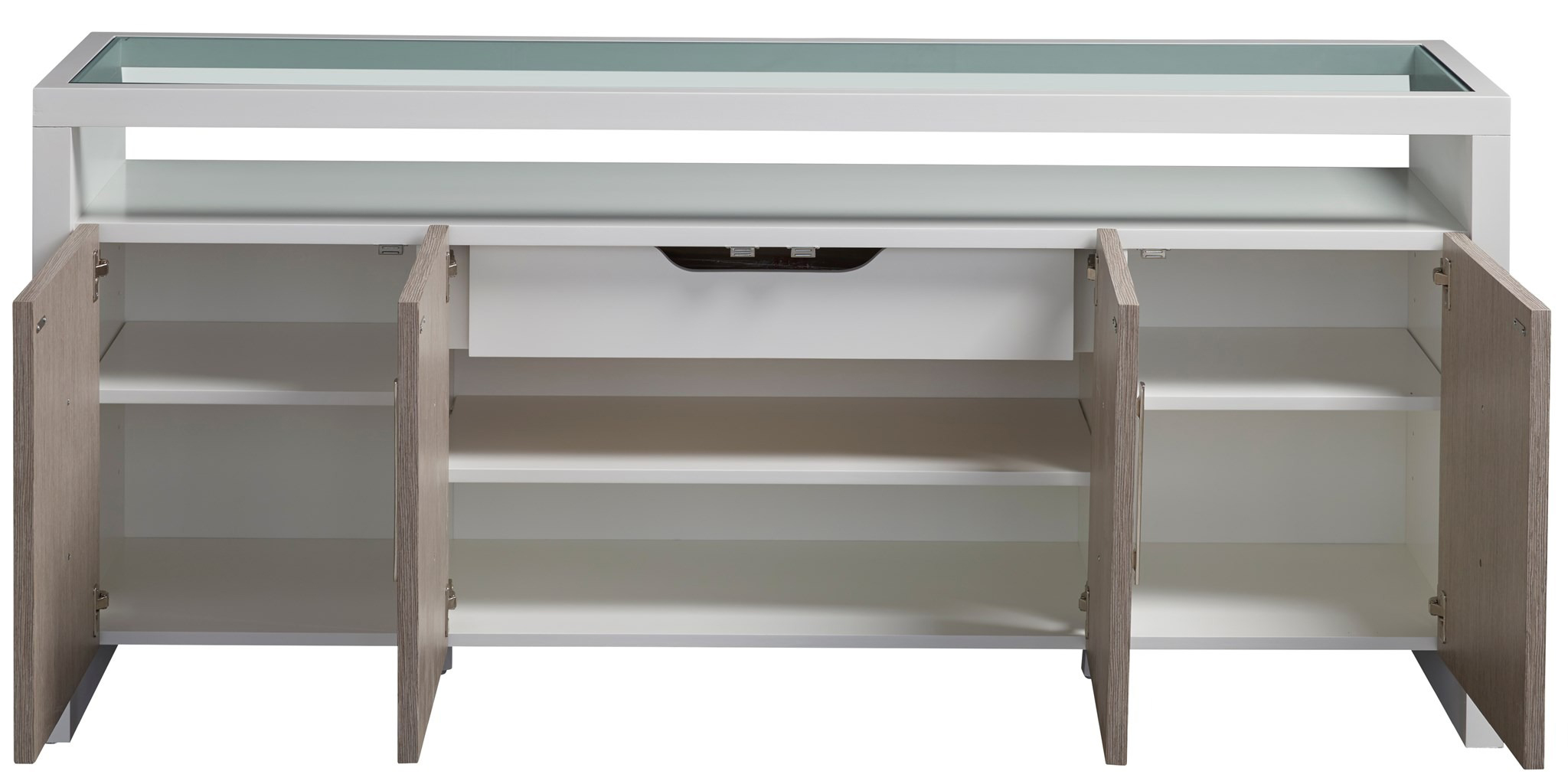Porter Wood Glass Top Sideboard w/4 Doors