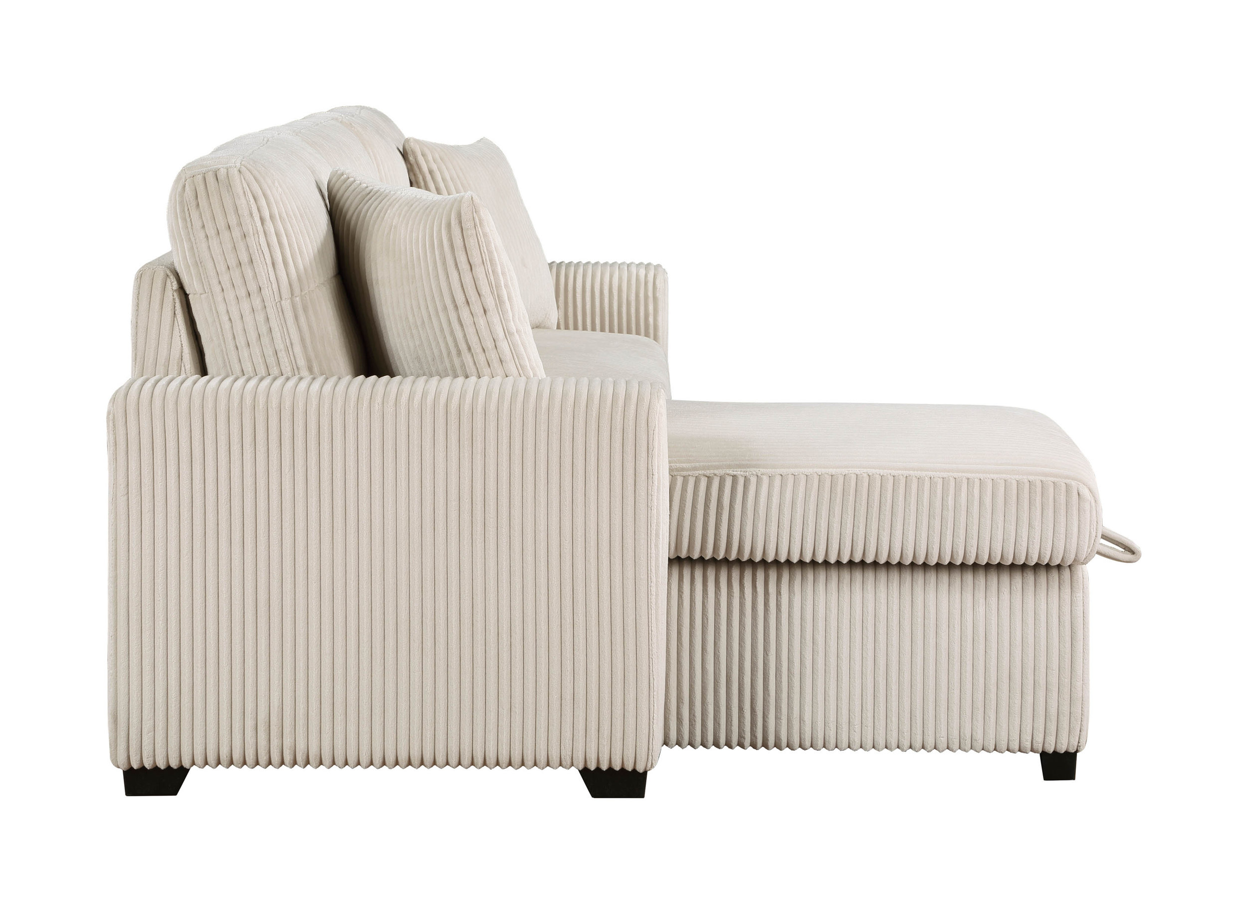 Rhett Corduroy 3‑Piece Reversible Sectional Sofa Chaise with Pull‑Out Bed & Hidden Storage