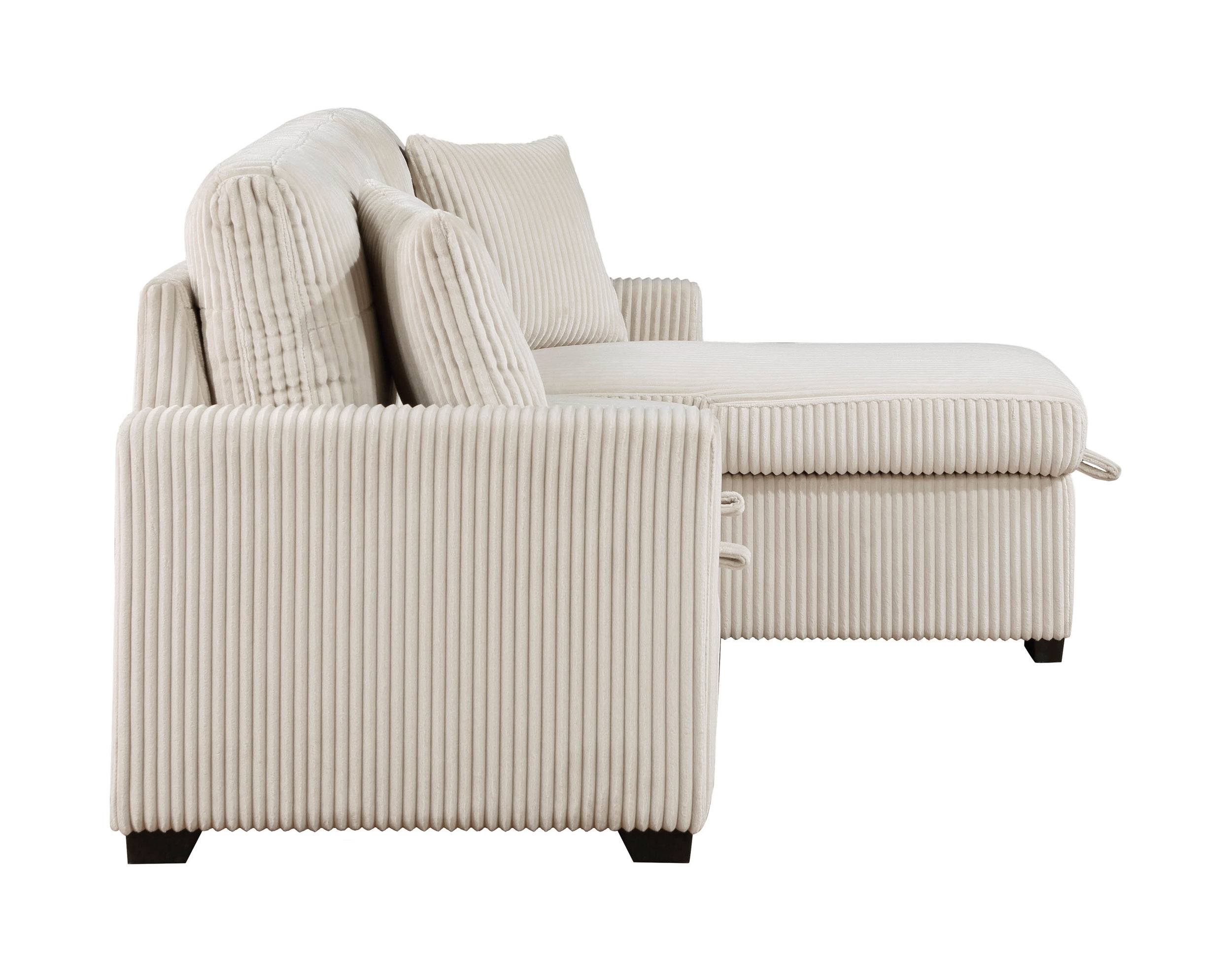 Rhett Corduroy 3‑Piece Reversible Sectional Sofa Chaise with Pull‑Out Bed & Hidden Storage