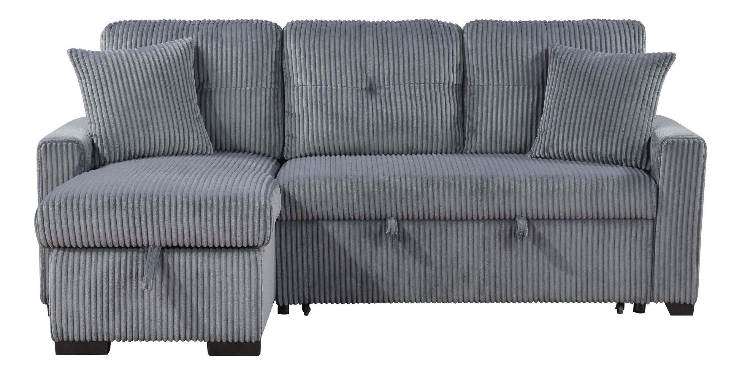 Rhett Corduroy 3‑Piece Reversible Sectional Sofa Chaise with Pull‑Out Bed & Hidden Storage