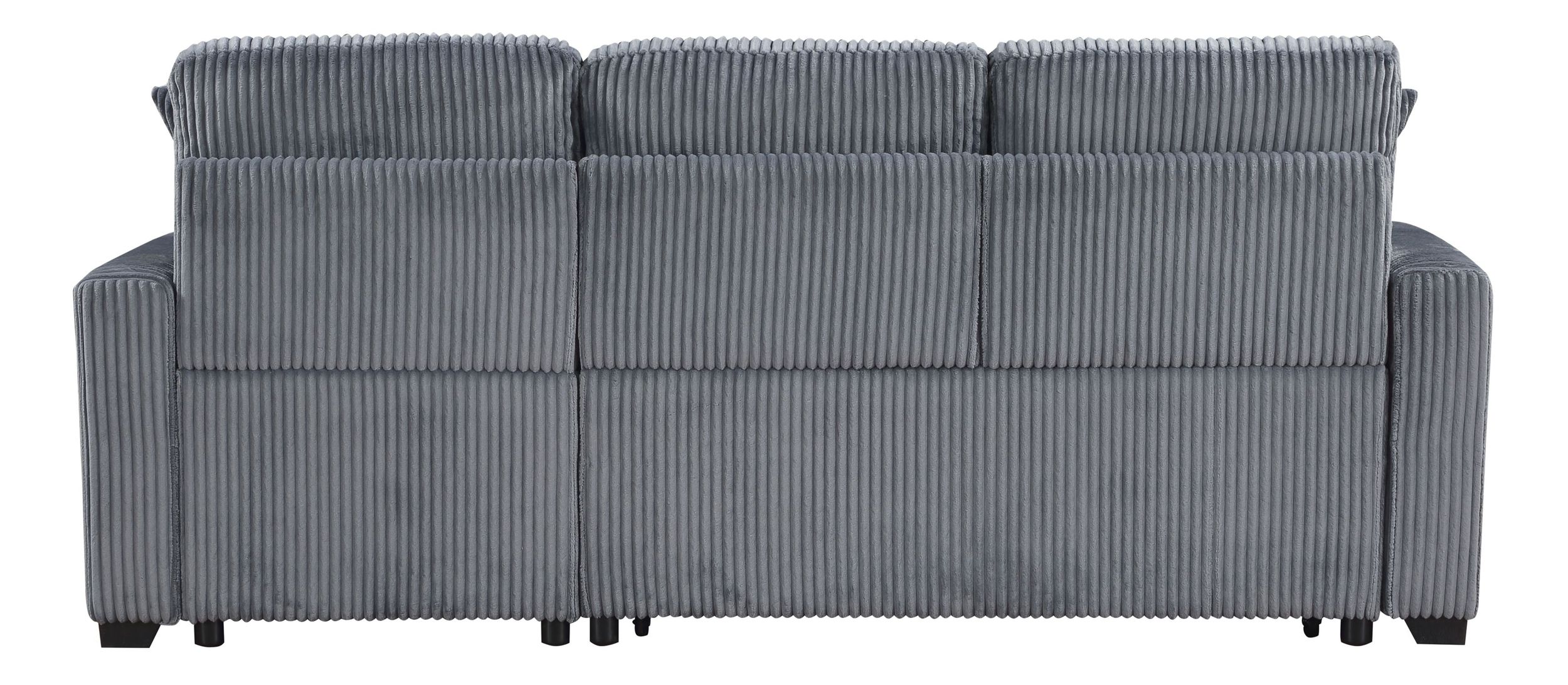 Rhett Corduroy 3‑Piece Reversible Sectional Sofa Chaise with Pull‑Out Bed & Hidden Storage