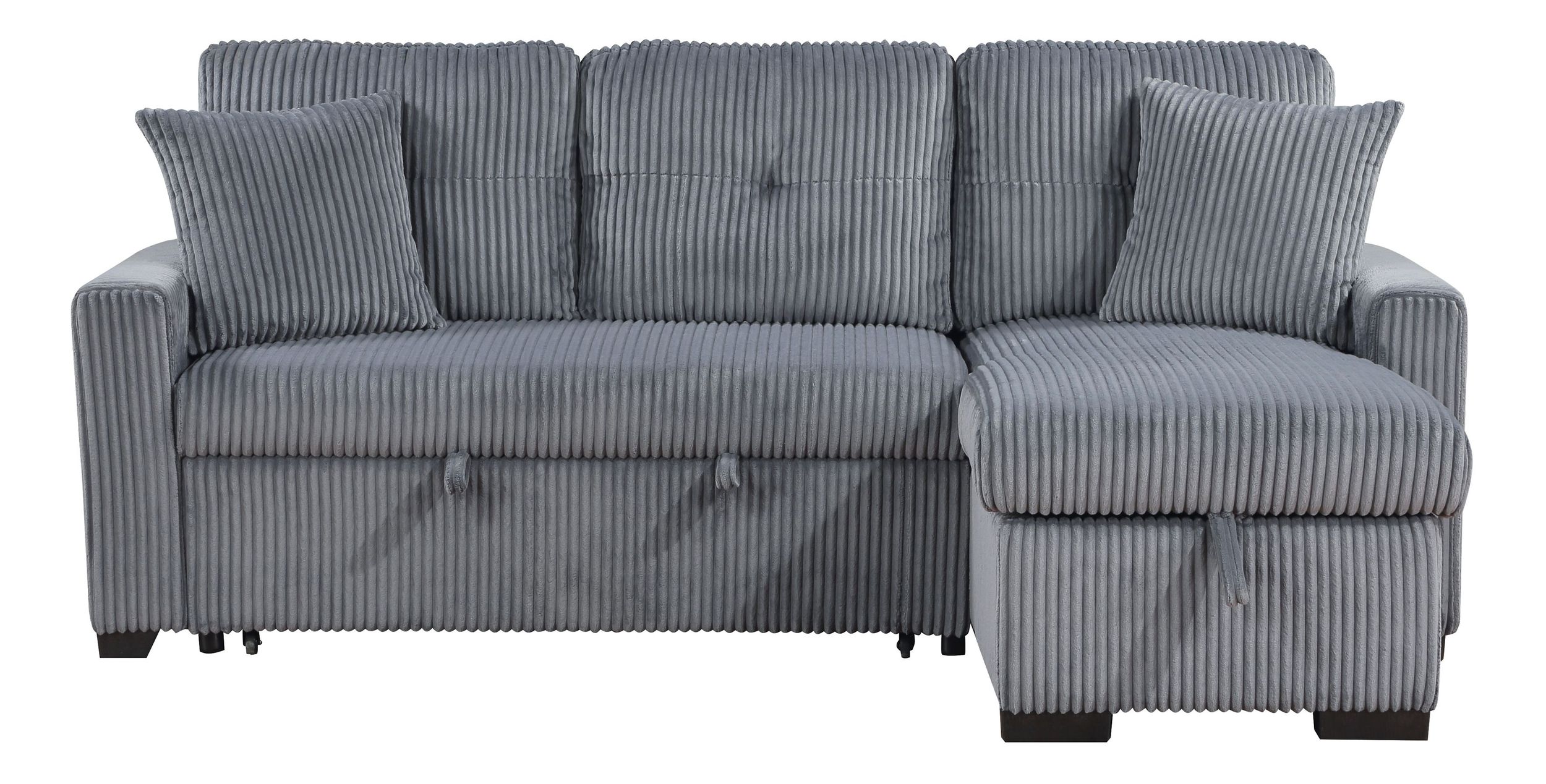 Rhett Corduroy 3‑Piece Reversible Sectional Sofa Chaise with Pull‑Out Bed & Hidden Storage