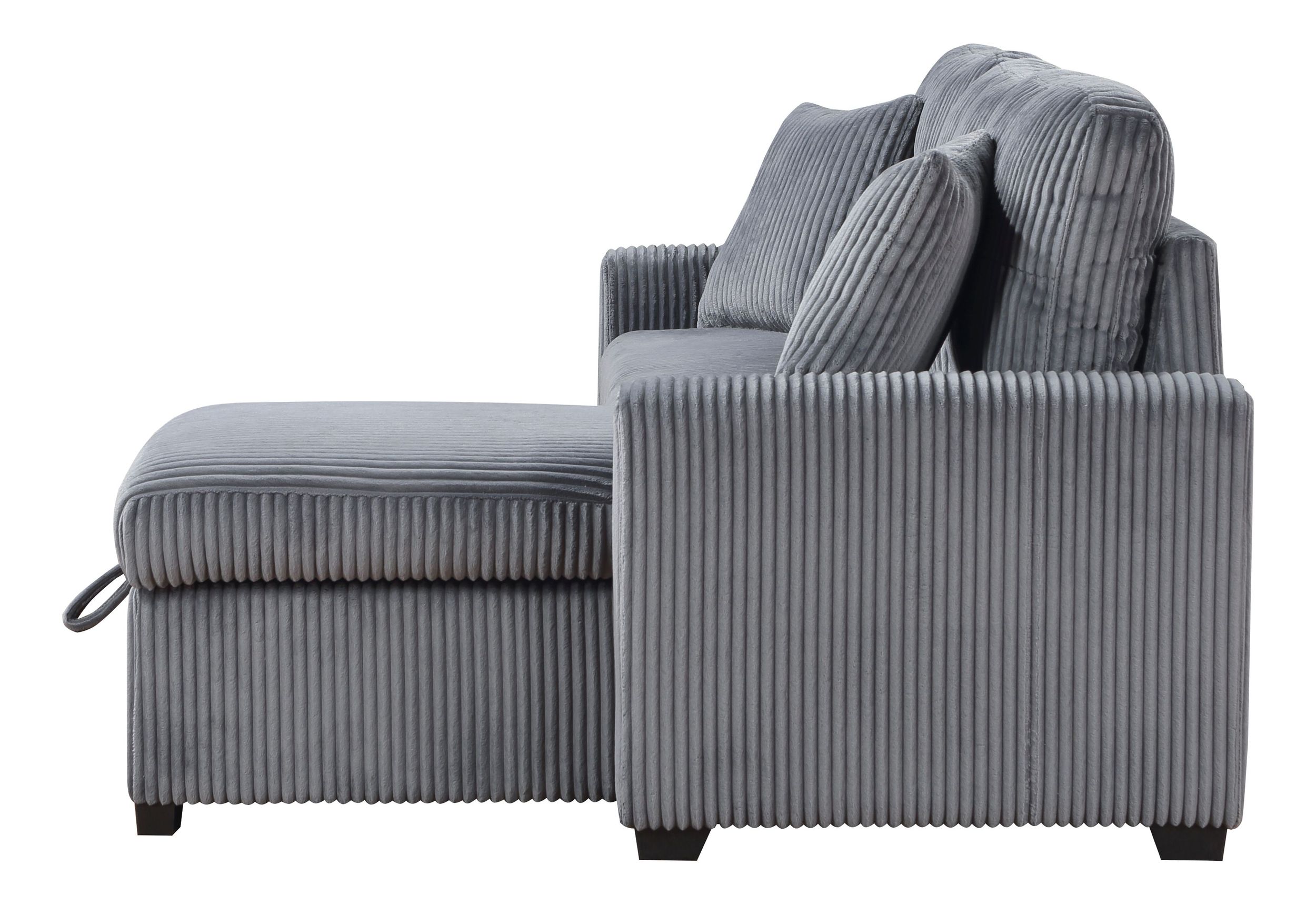 Rhett Corduroy 3‑Piece Reversible Sectional Sofa Chaise with Pull‑Out Bed & Hidden Storage