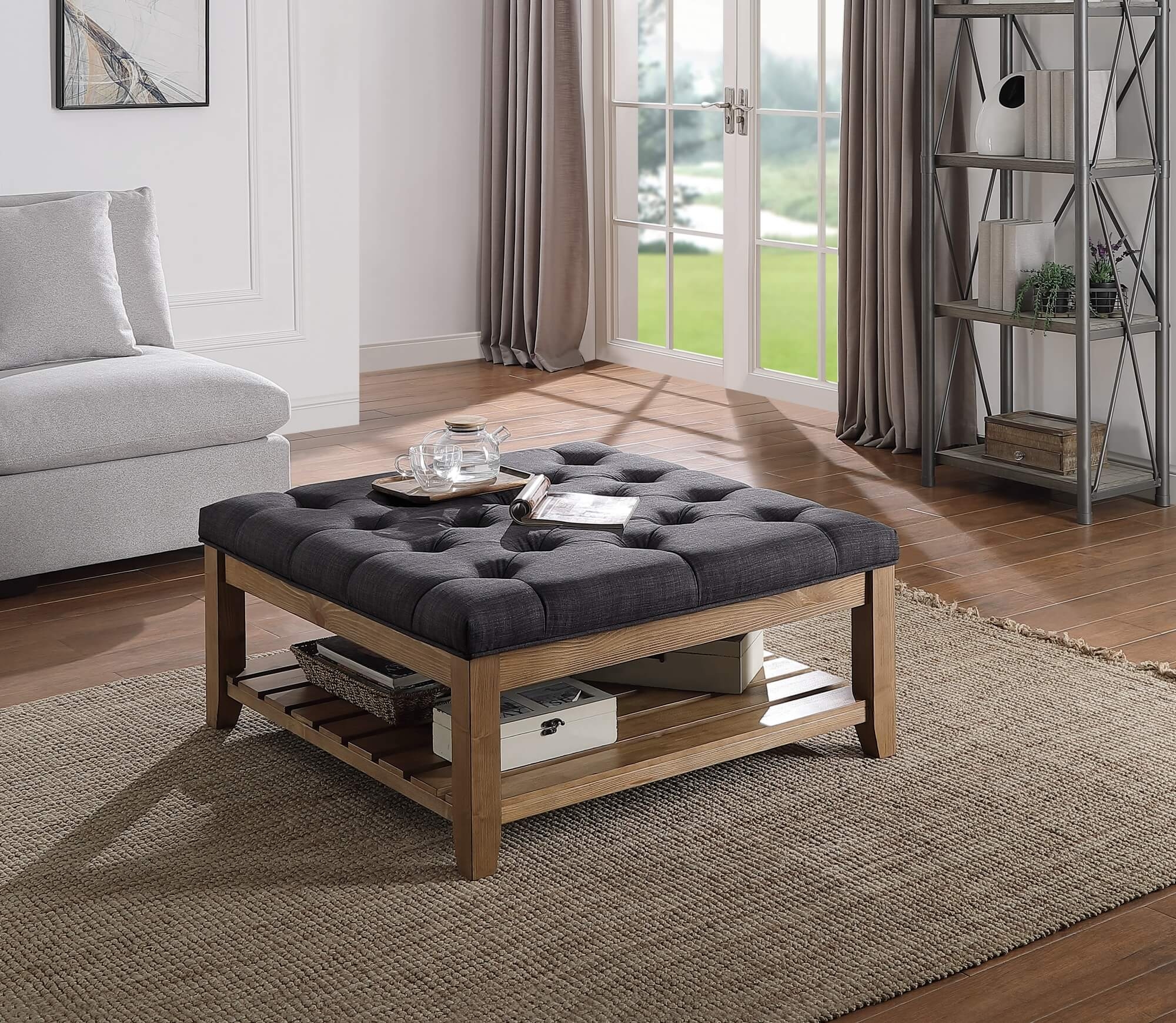 Aizen Fabric/Wood Ottoman