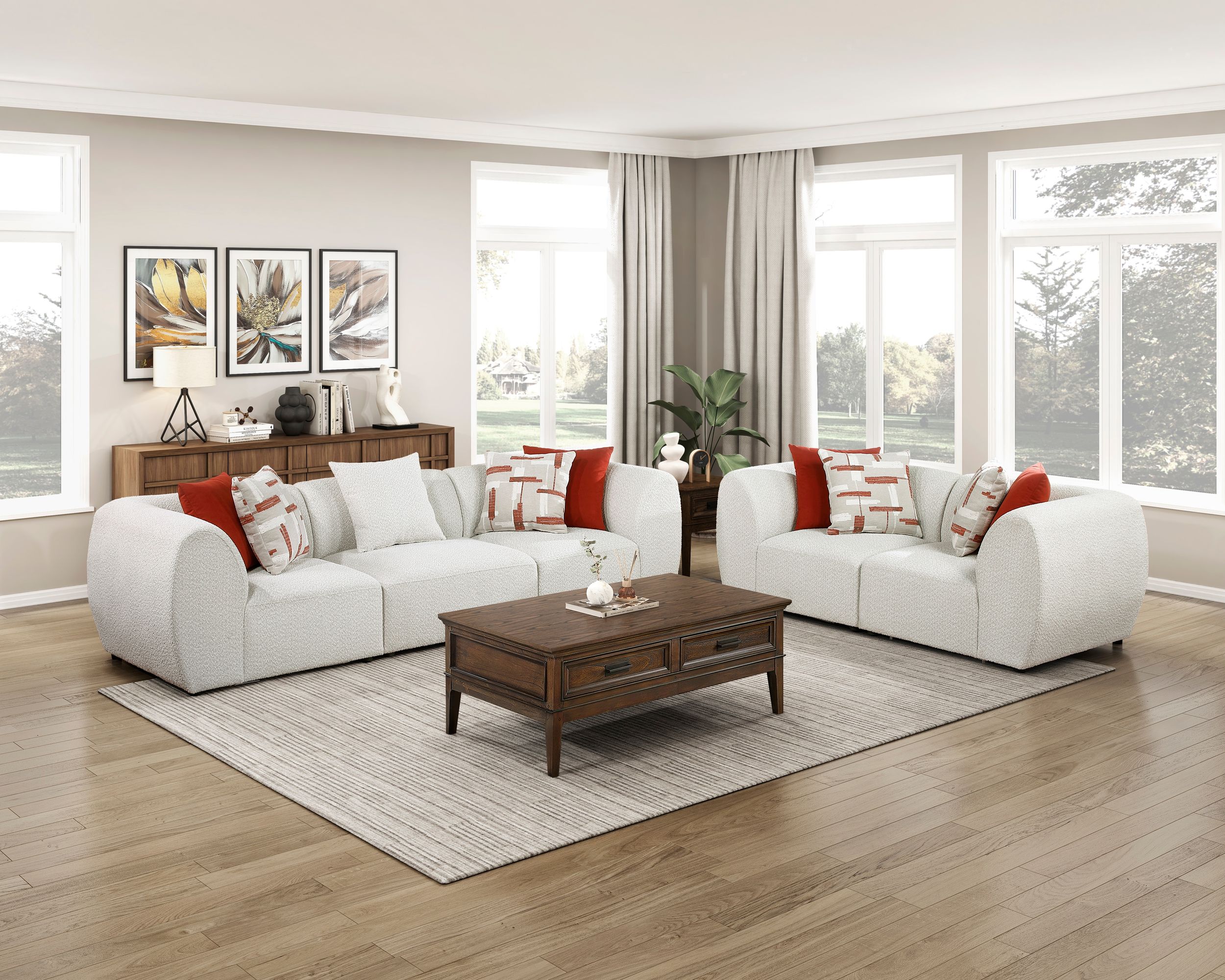 Franz L-Shaped Chenille 5‑Piece Modular Sectional
