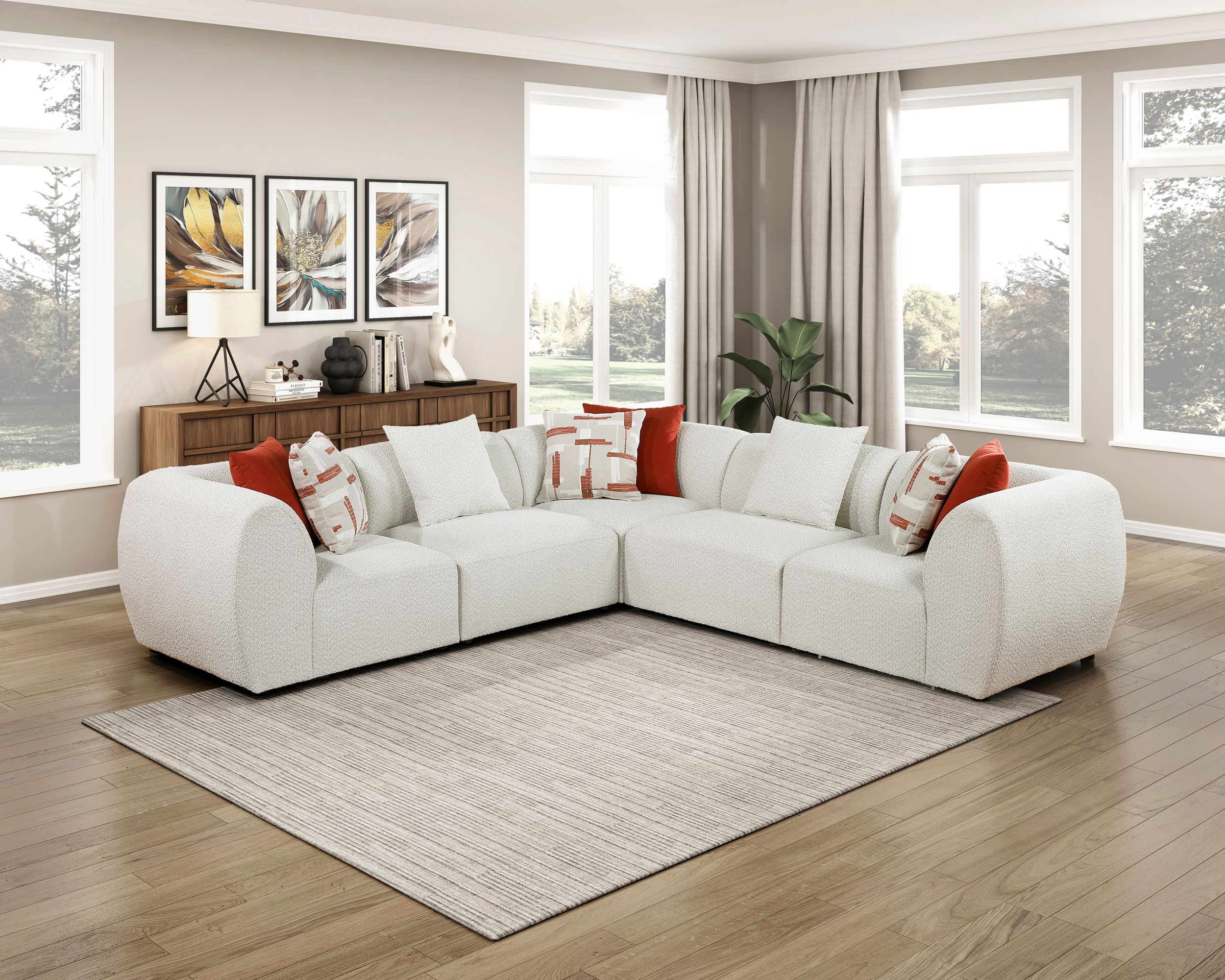 Franz U-Shaped Chenille 6‑Piece Modular Sectional