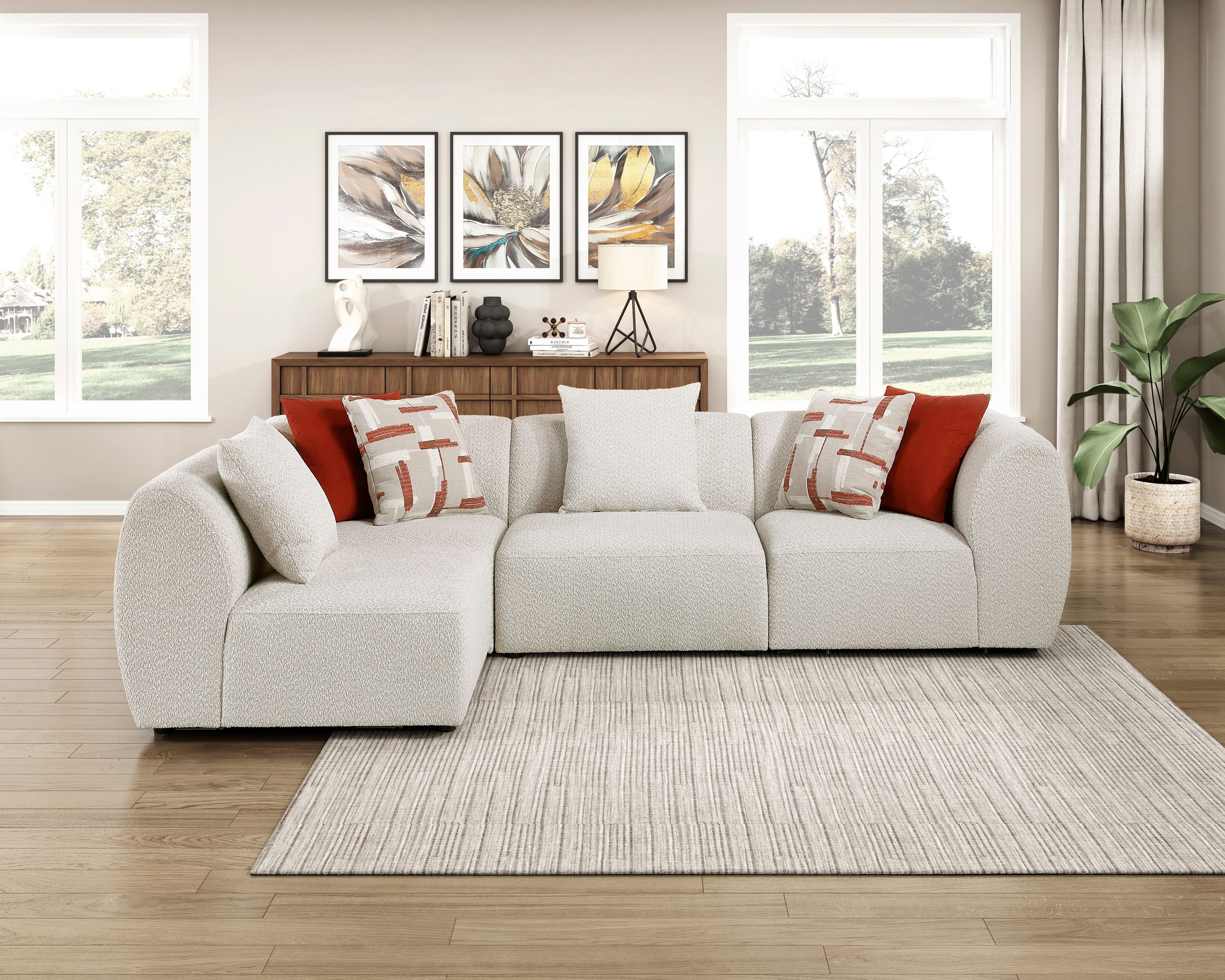 Franz L-Shaped Chenille 5‑Piece Modular Sectional