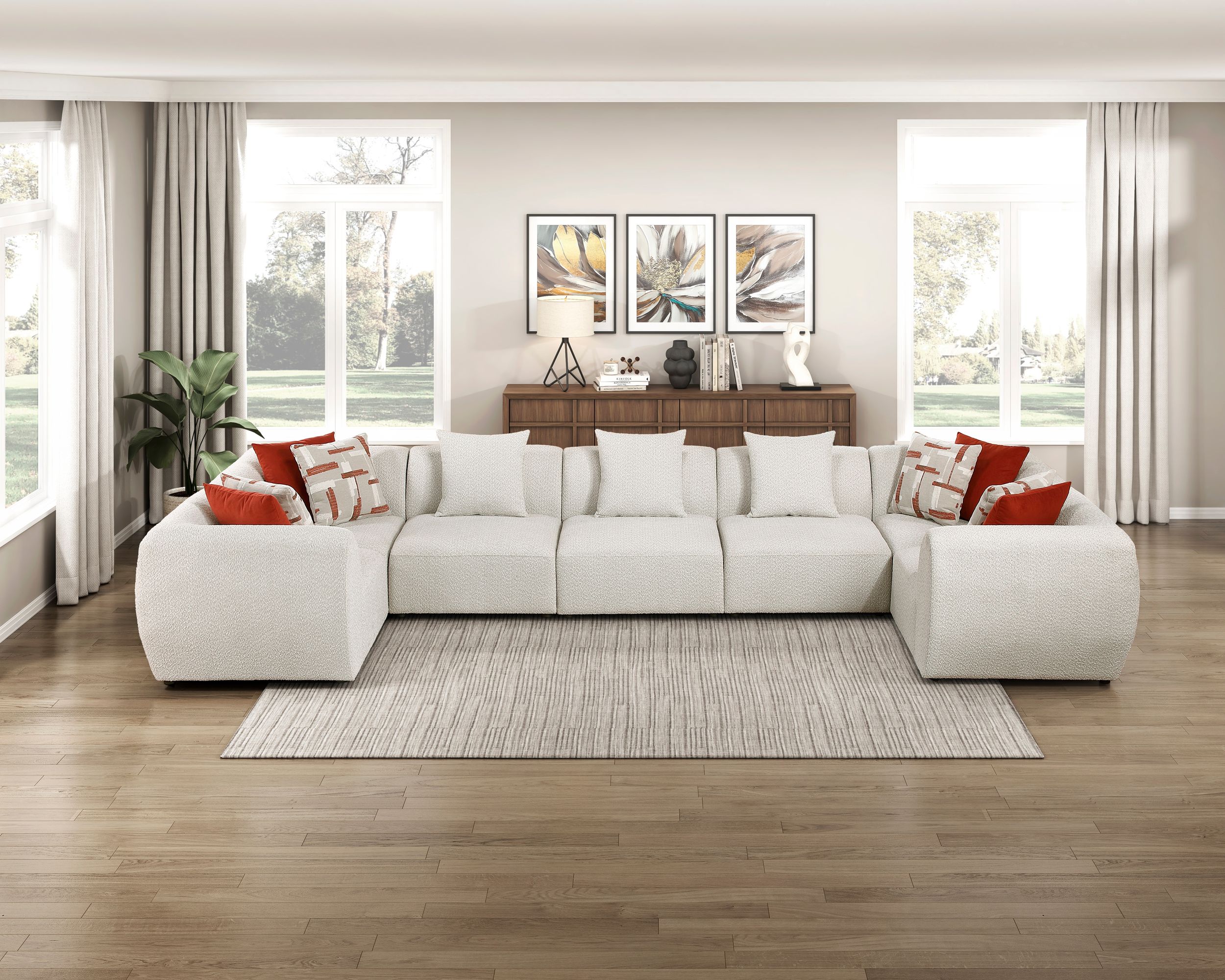 Franz L-Shaped Chenille 5‑Piece Modular Sectional