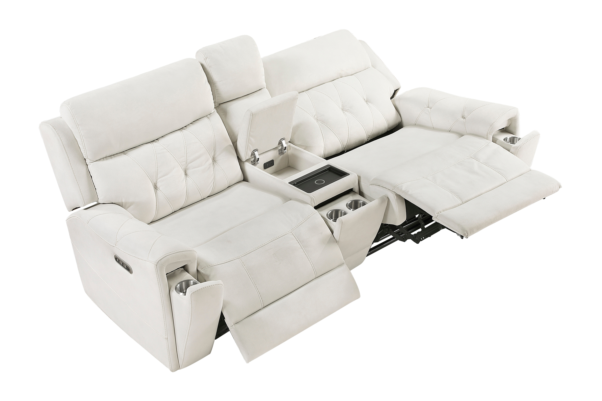 Celeste Microfiber Power Double Reclining Loveseat with Center Console