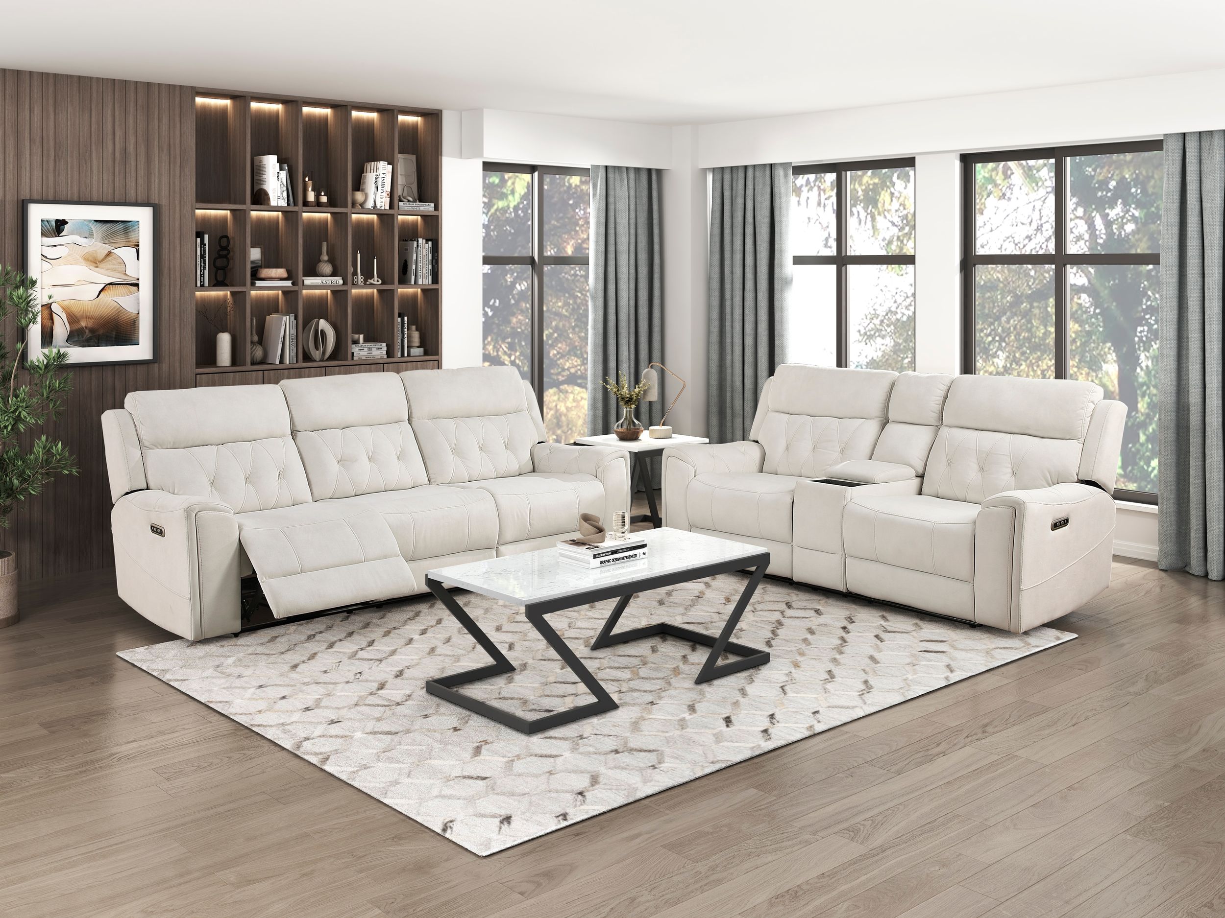 Celeste Microfiber Power Double Reclining Sofa