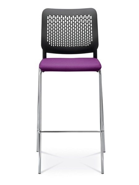 Wait High Armless Chair, Plastic Back, Upholstered Seat, 4-leg Base