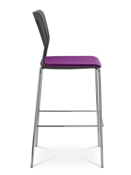 Wait High Armless Chair, Plastic Back, Upholstered Seat, 4-leg Base
