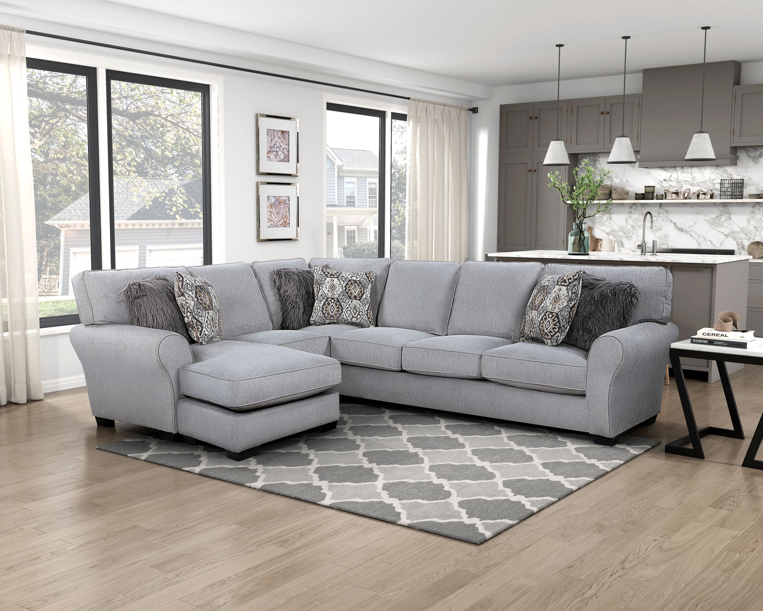 Kieran U-Shaped Chenille 2-Piece Reversible Sectional