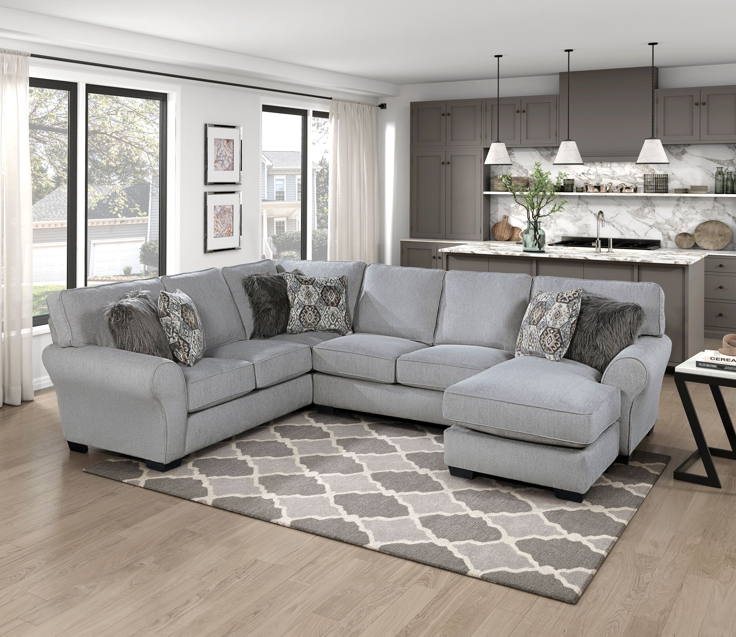 Kieran U-Shaped Chenille 2-Piece Reversible Sectional