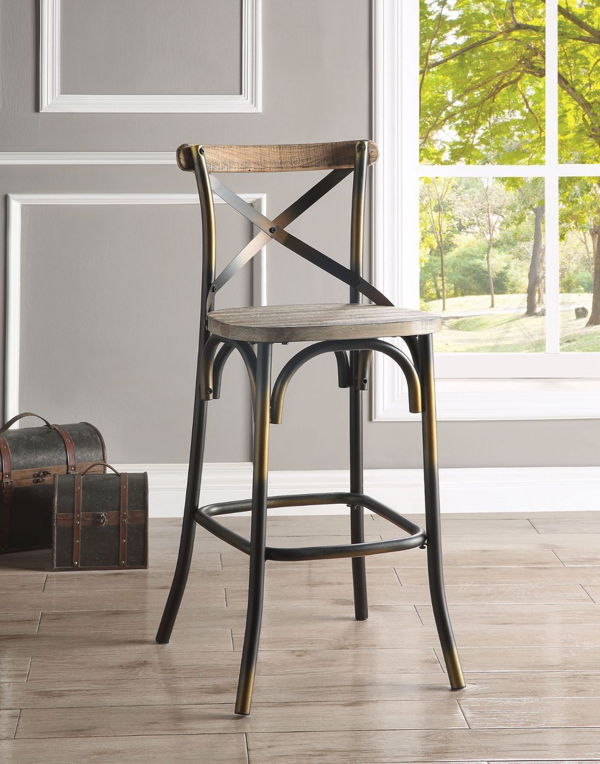 Zaire Wood/Metal Bar Chair