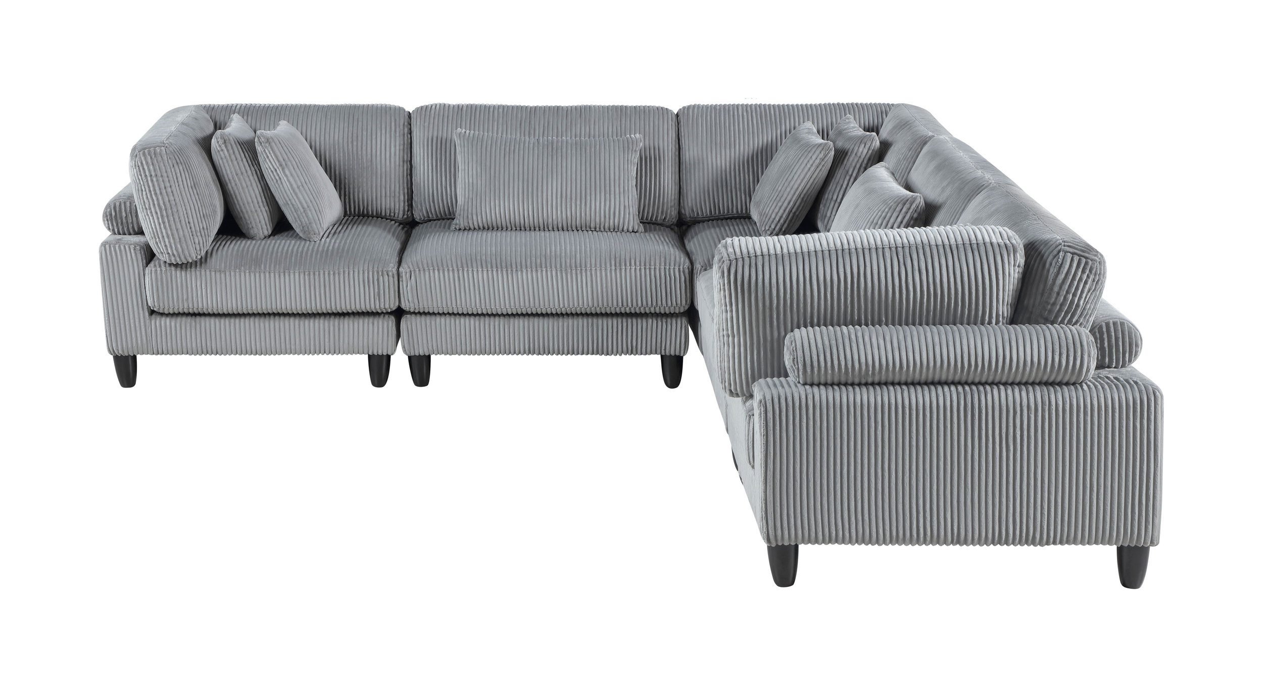 Robstown L-Shaped Corduroy 5‑Piece Modular Sectional