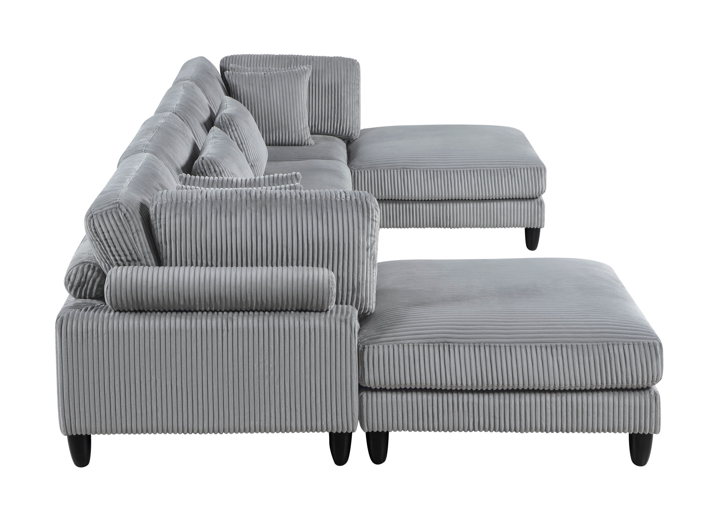Robstown U-Shaped Corduroy 6‑Piece Modular Sectional with Ottomans