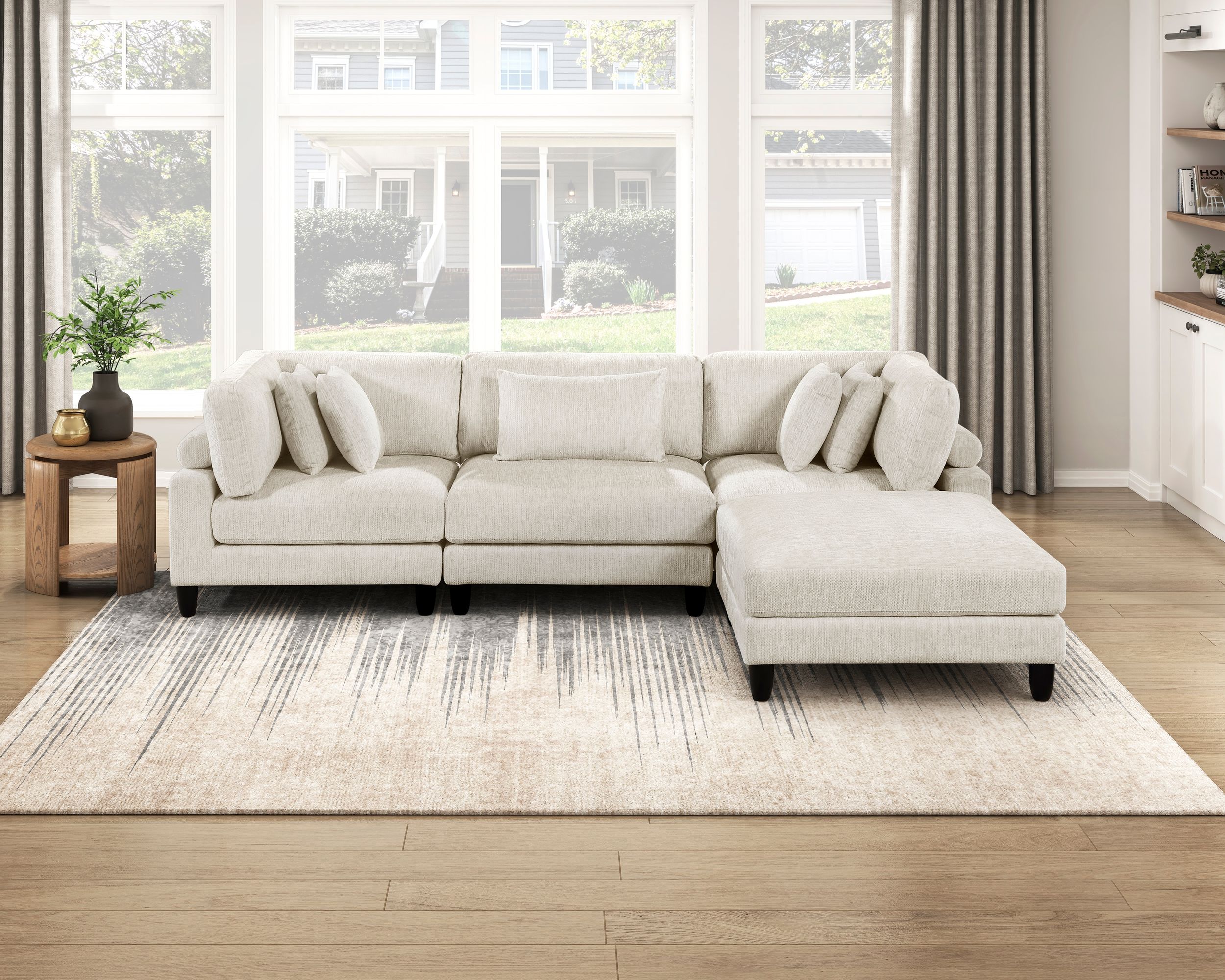 Robstown L-Shaped Microfiber 4‑Piece Modular Sectional