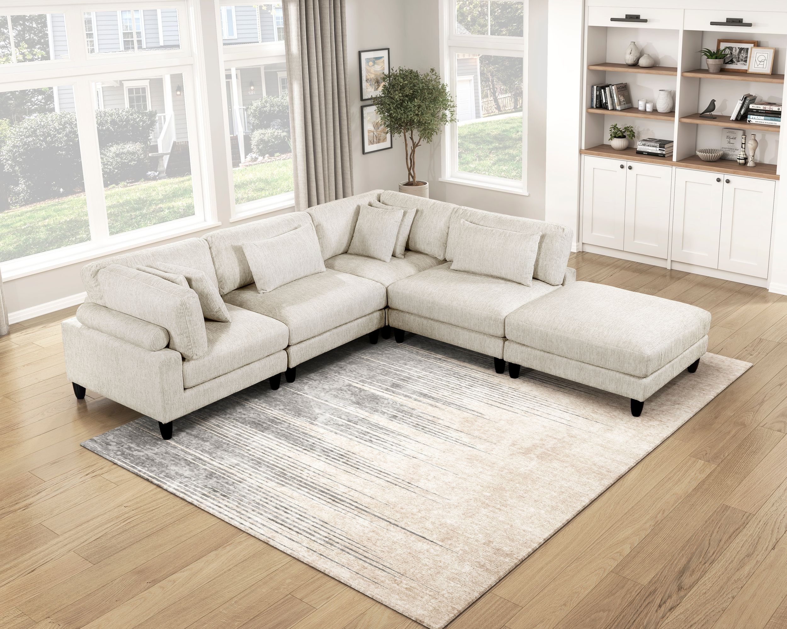 Robstown L-Shaped Microfiber 5‑Piece Modular Sectional