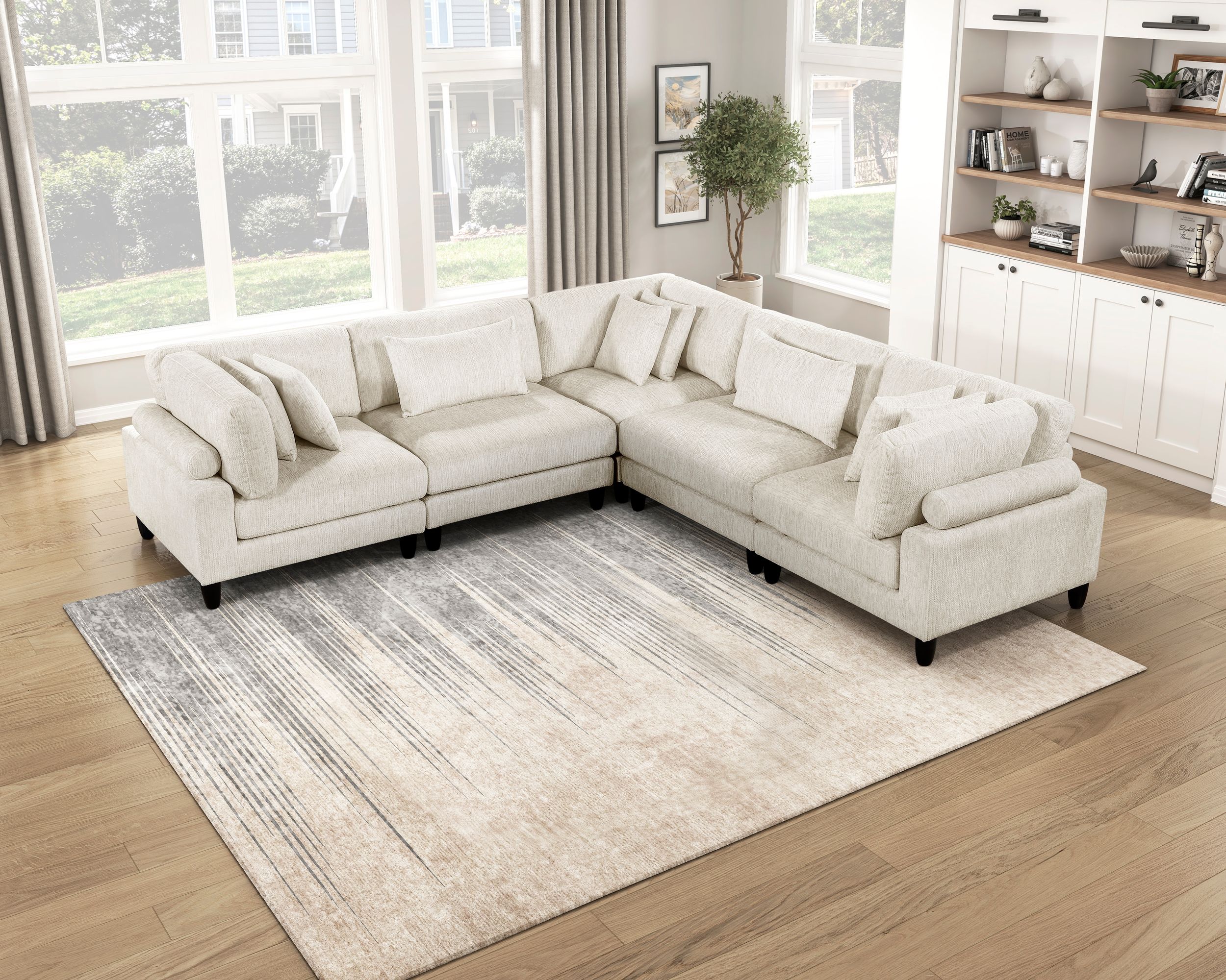 Robstown L-Shaped Microfiber 5‑Piece Modular Sectional