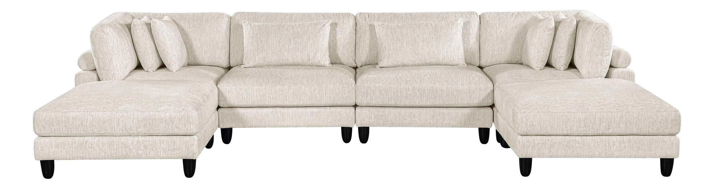 Robstown U-Shaped Microfiber 6‑Piece Modular Sectional with Ottomans