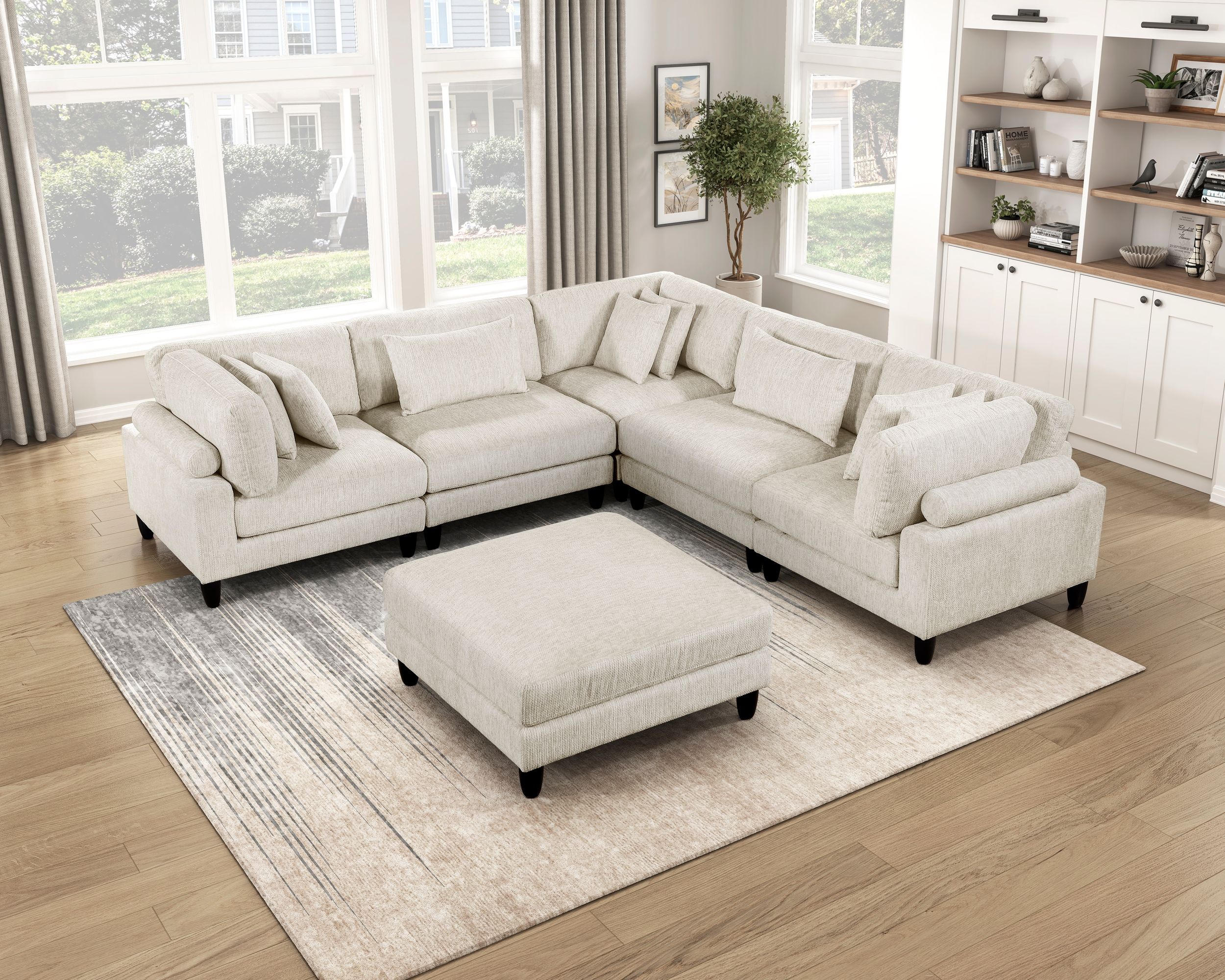 Robstown L-Shaped Microfiber 4‑Piece Modular Sectional