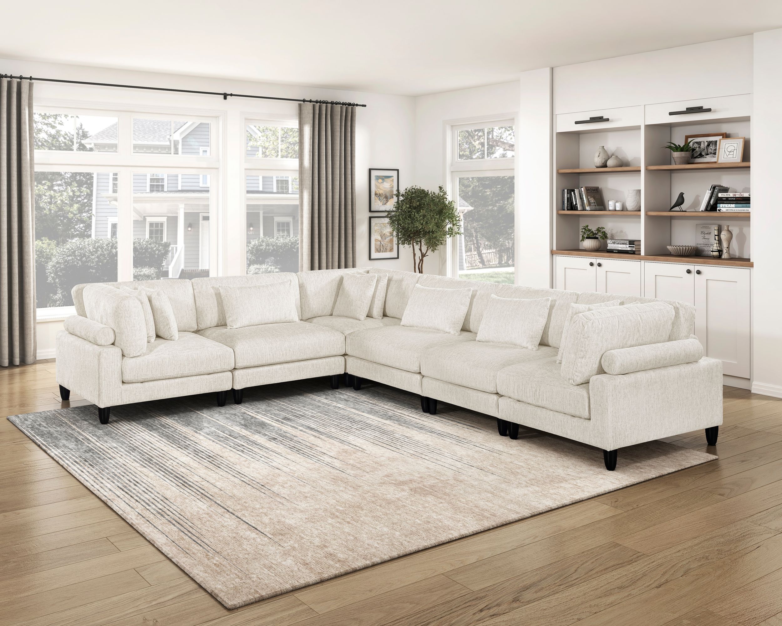 Robstown L-Shaped Microfiber 5‑Piece Modular Sectional