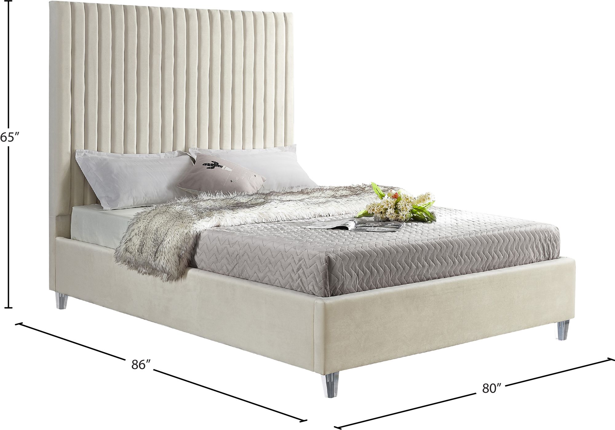 Candace Velvet King Size Bed