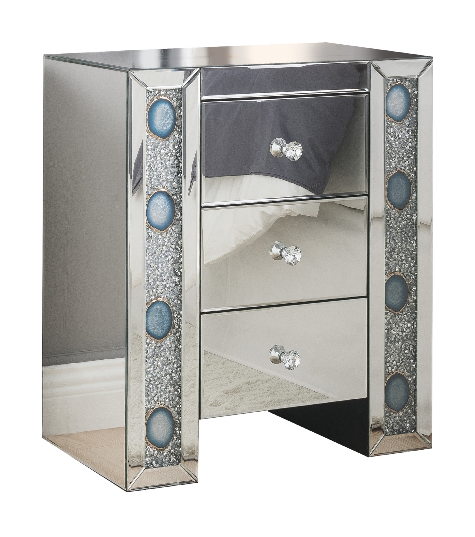 Sonia 97028 Mirrored/Faux Agate Accent Table/Nightstand