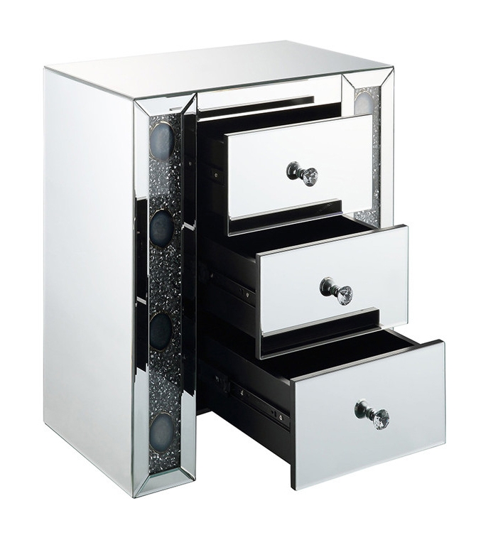 Sonia 97028 Mirrored/Faux Agate Accent Table/Nightstand