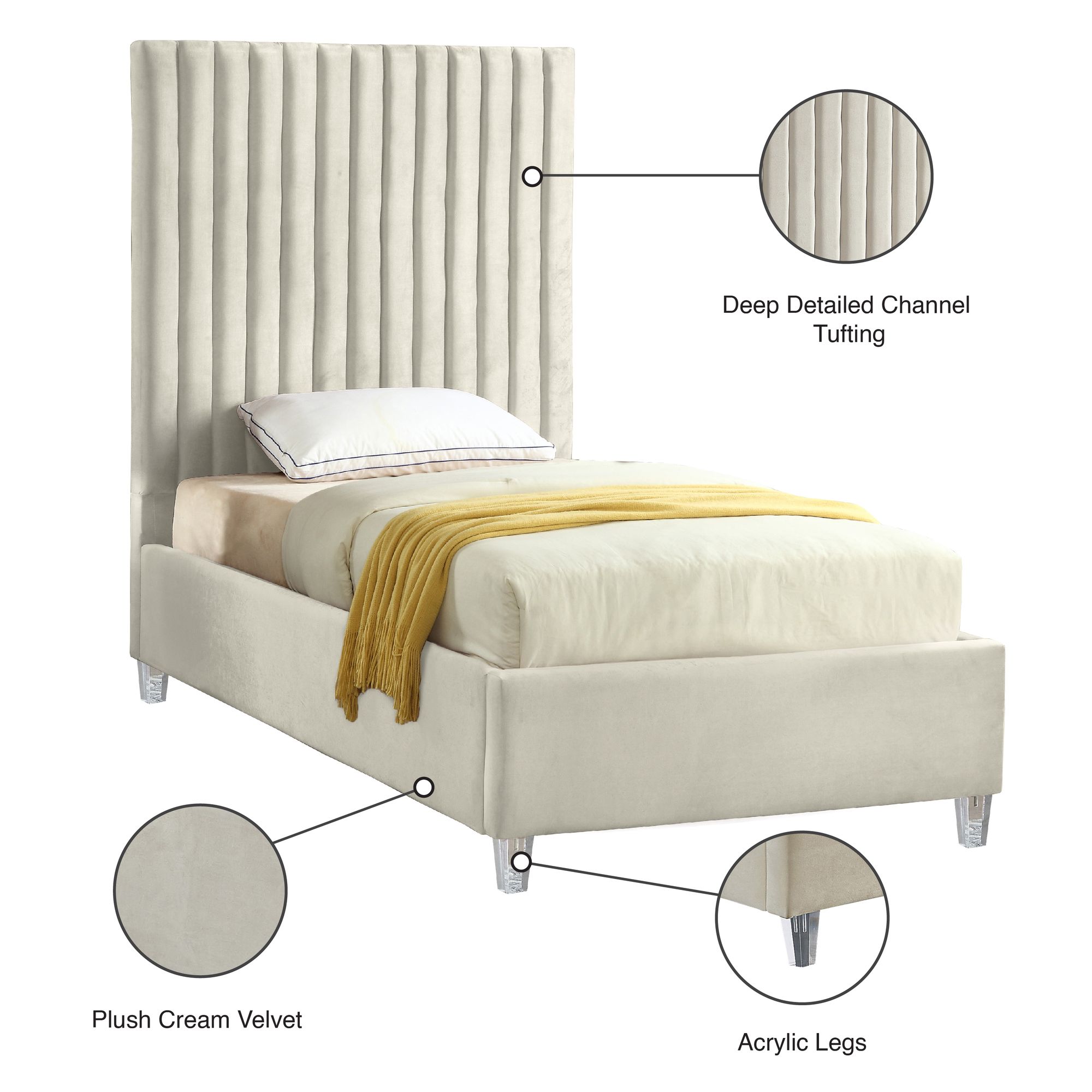 Candace Velvet Twin Size Bed