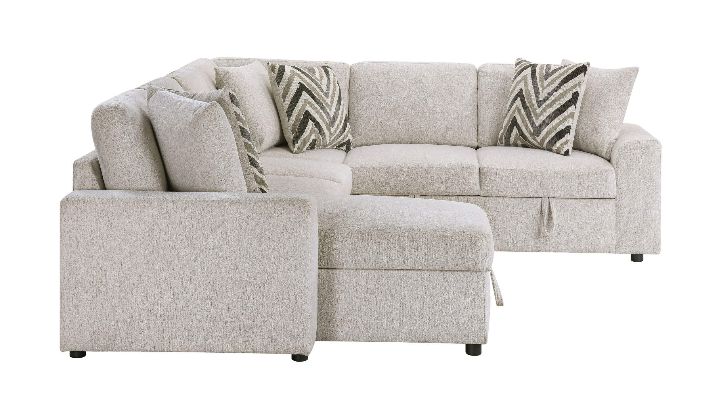 Myrtle U-Shape Chenille 3‑Piece Sectional with Pull‑out Bed & Hidden Storage