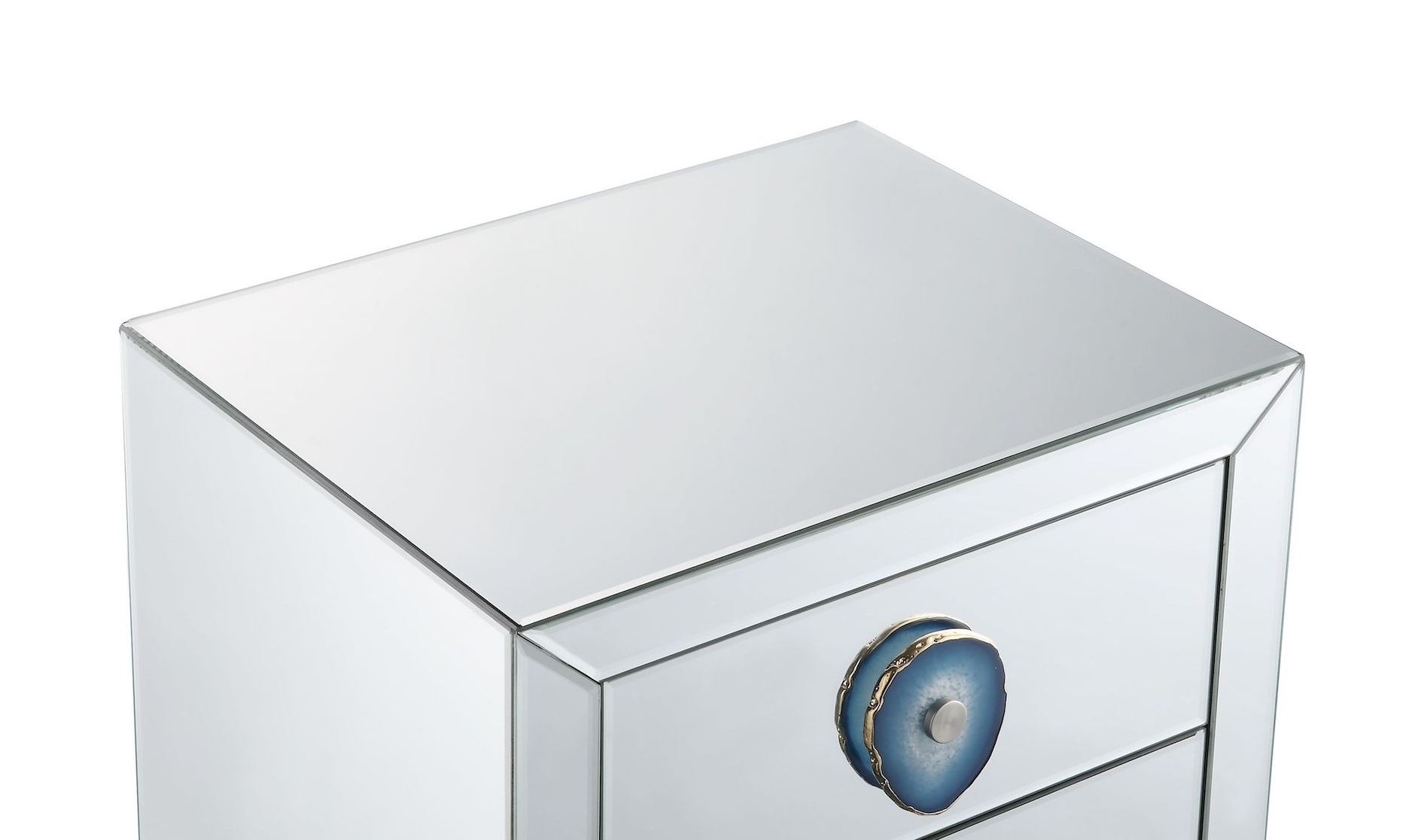 Filip 97030 Mirrored/Faux Agate Stone Knob Accent Table/Nightstand