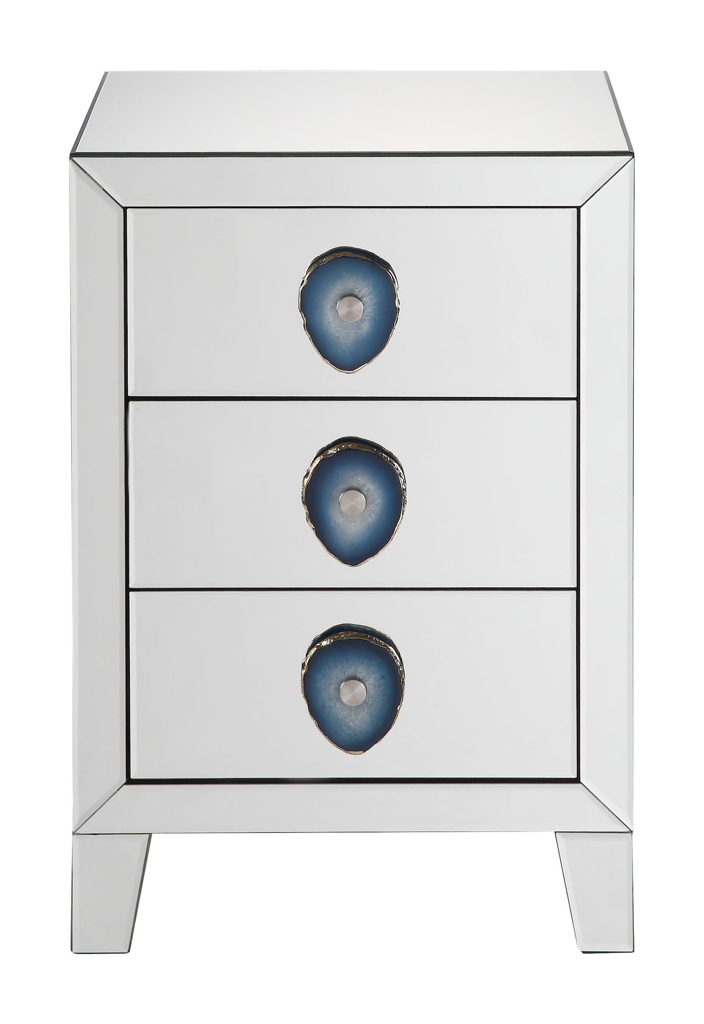 Filip 97030 Mirrored/Faux Agate Stone Knob Accent Table/Nightstand