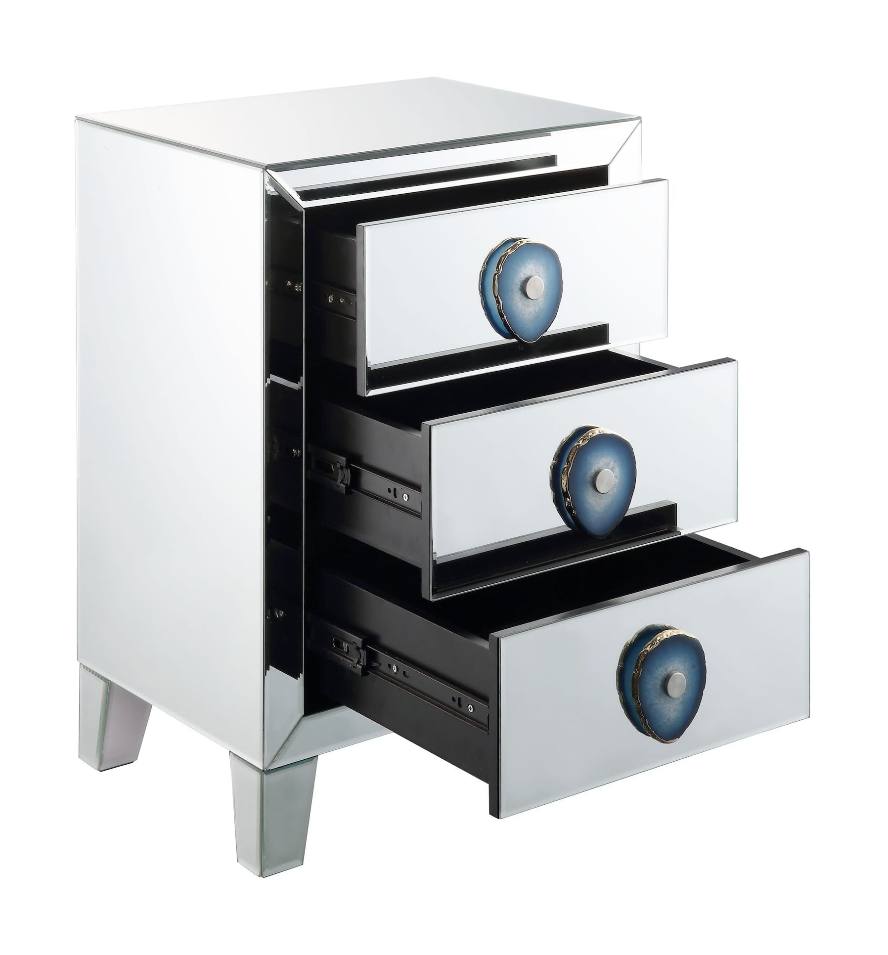 Filip 97030 Mirrored/Faux Agate Stone Knob Accent Table/Nightstand
