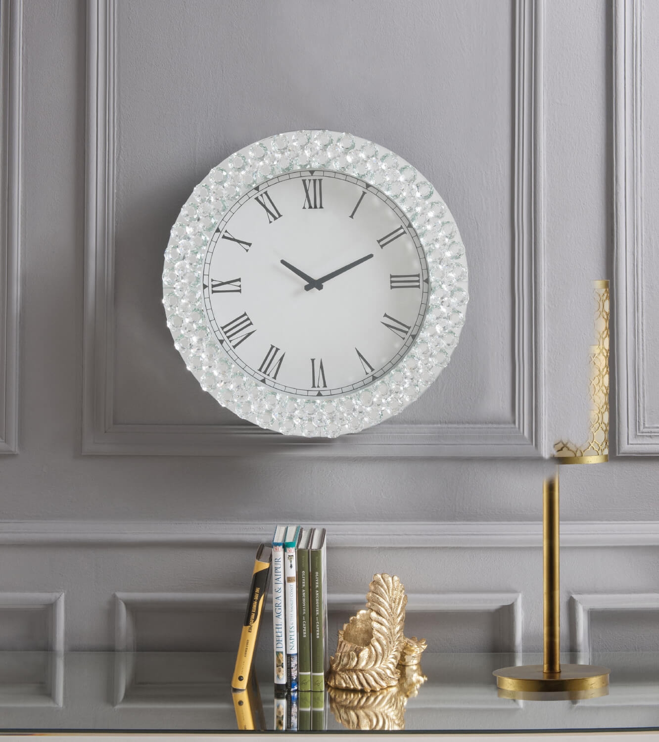 Lantana 97043 Mirrored/Faux Crystals Wall Clock
