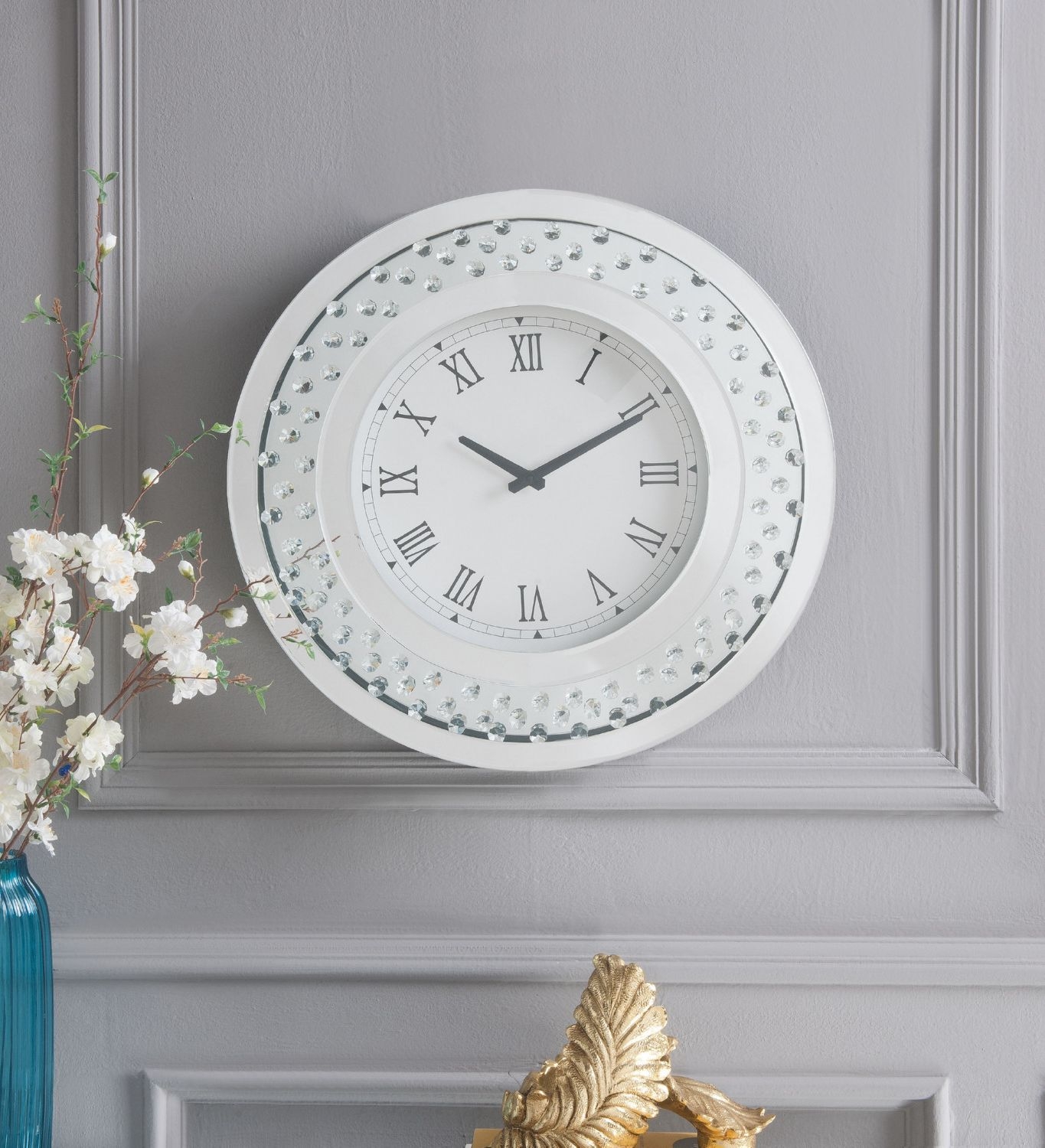 Nysa 97045 Mirrored/Faux Crystals Wall Clock