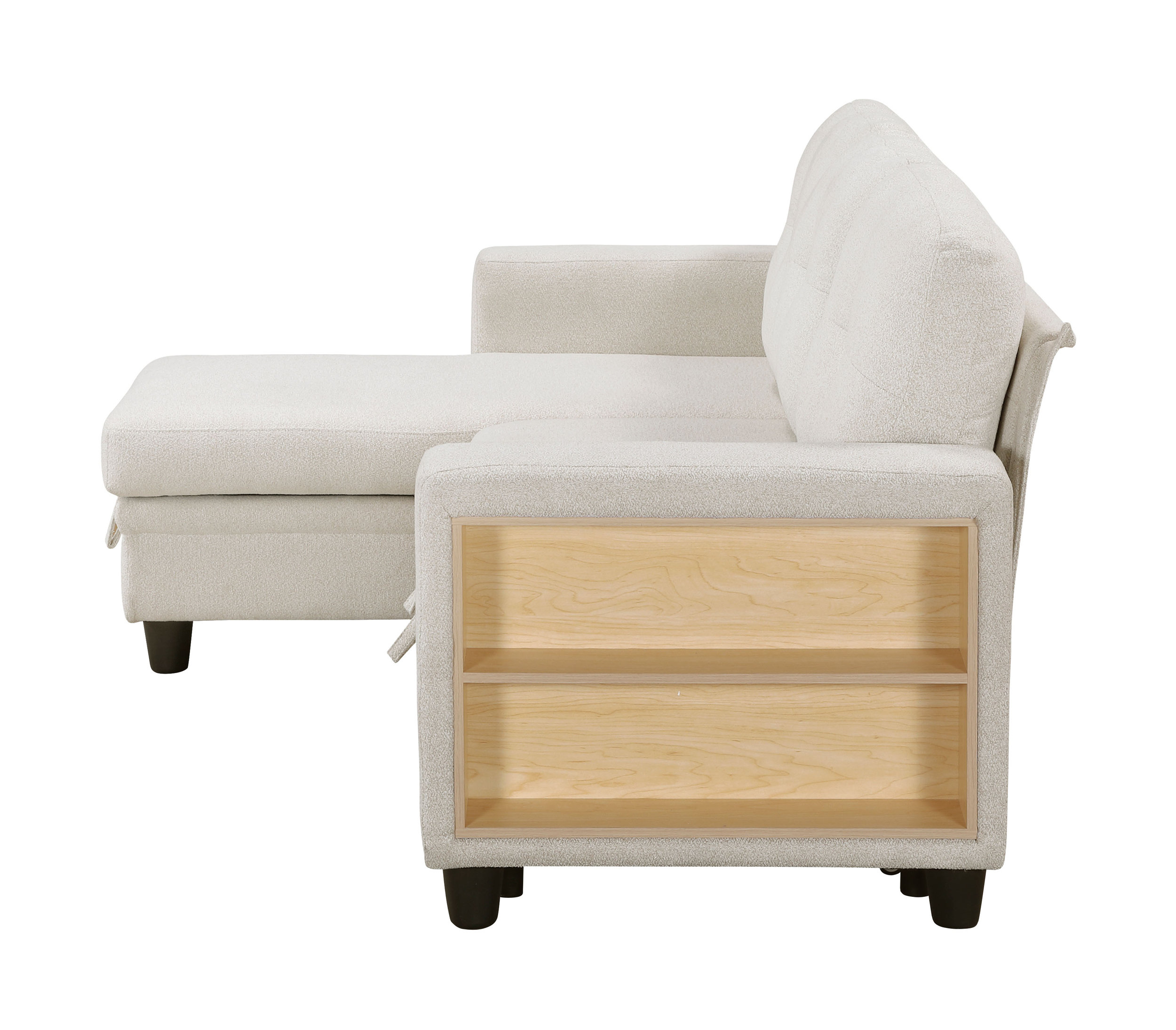Robinson Boucle Sectional Sofa with Reversible Chaise, Pull‑out Bed, Shelves & Charging Ports
