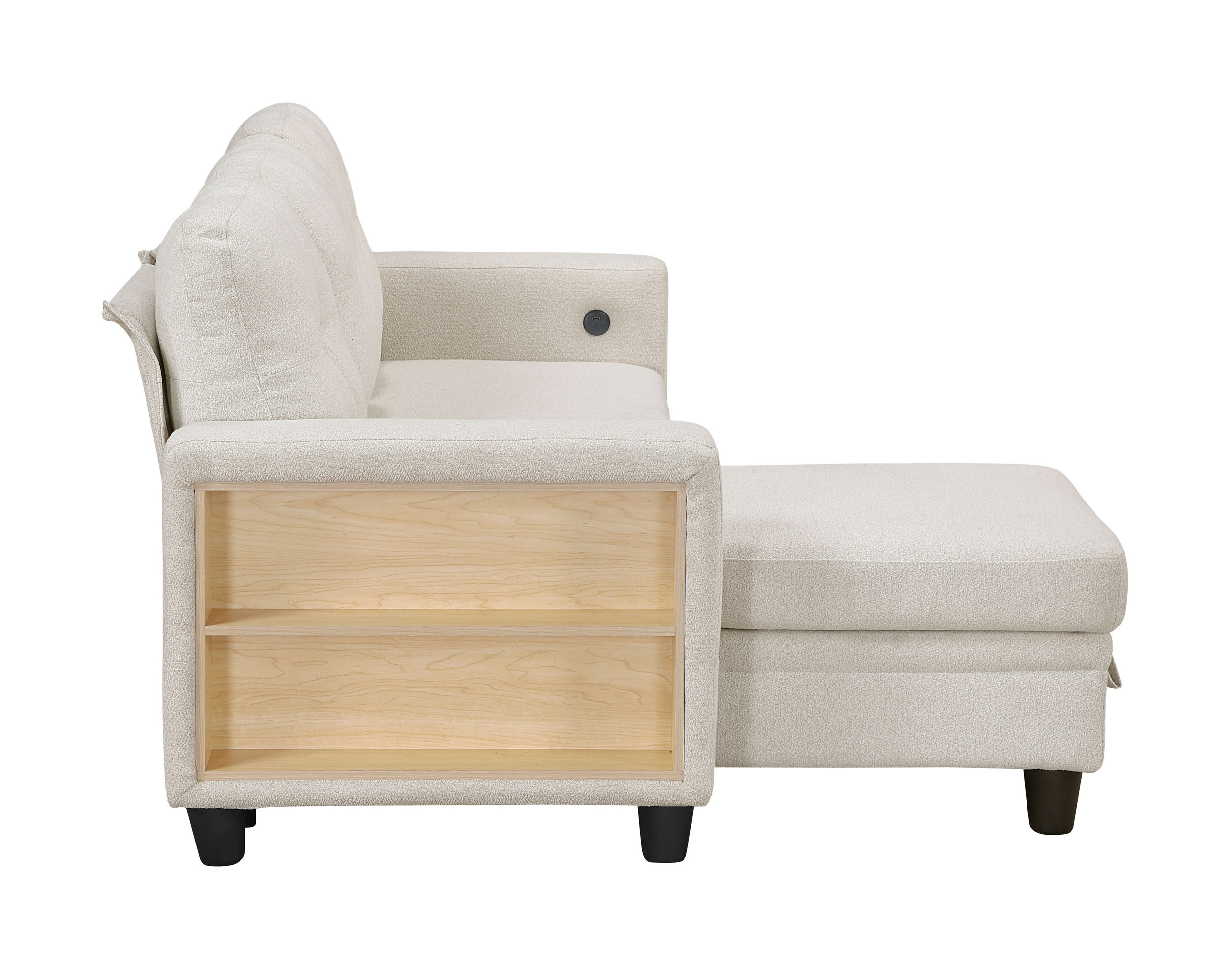 Robinson Boucle Sectional Sofa with Reversible Chaise, Pull‑out Bed, Shelves & Charging Ports